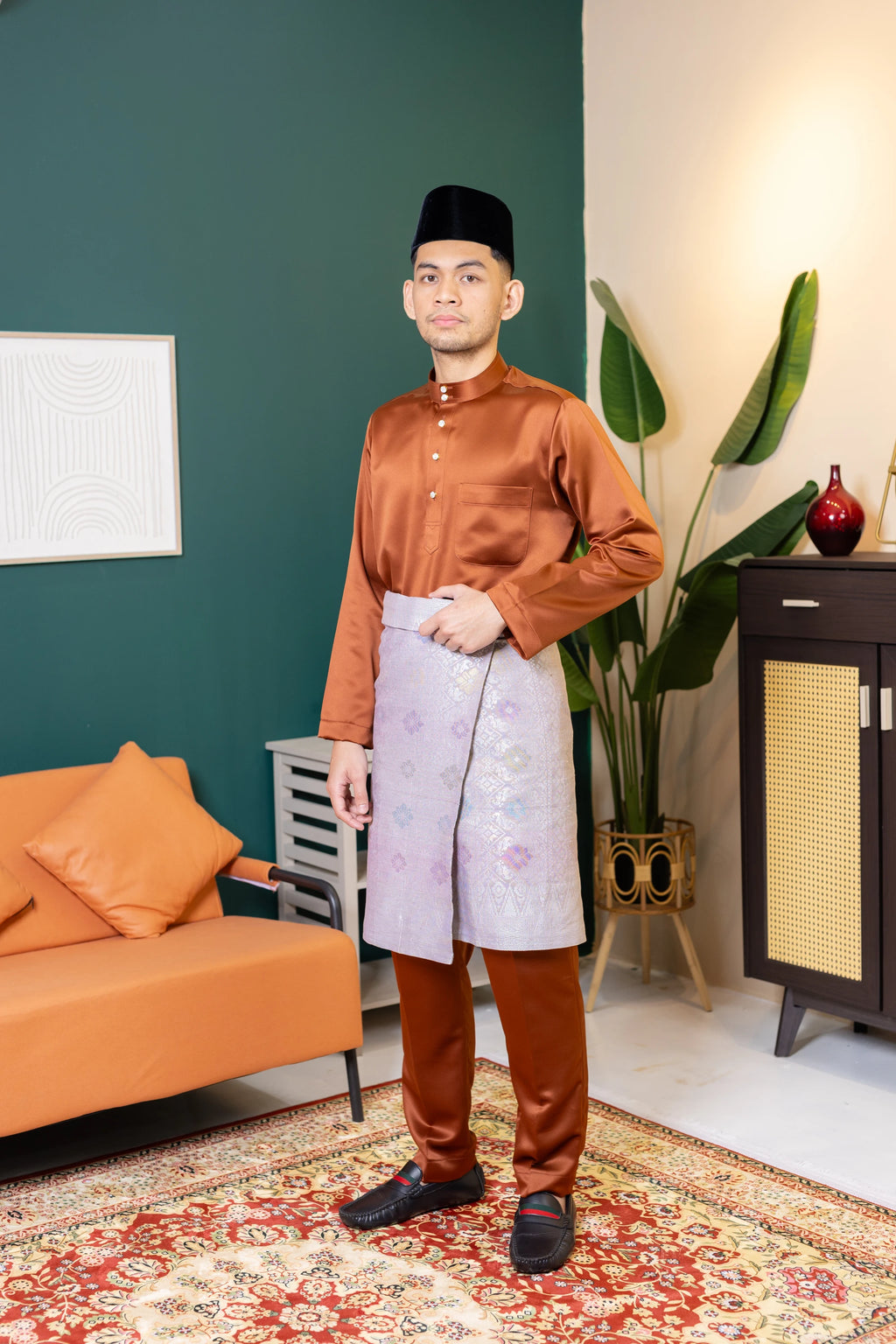 Baju Melayu Tailor Fit - Rich Brown