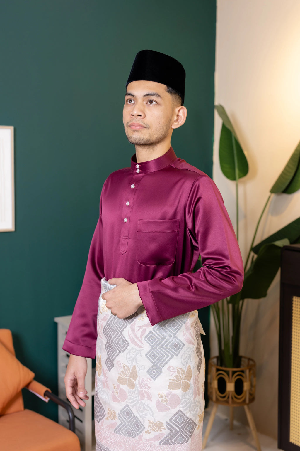 Baju Melayu Tailor Fit - Burgundy