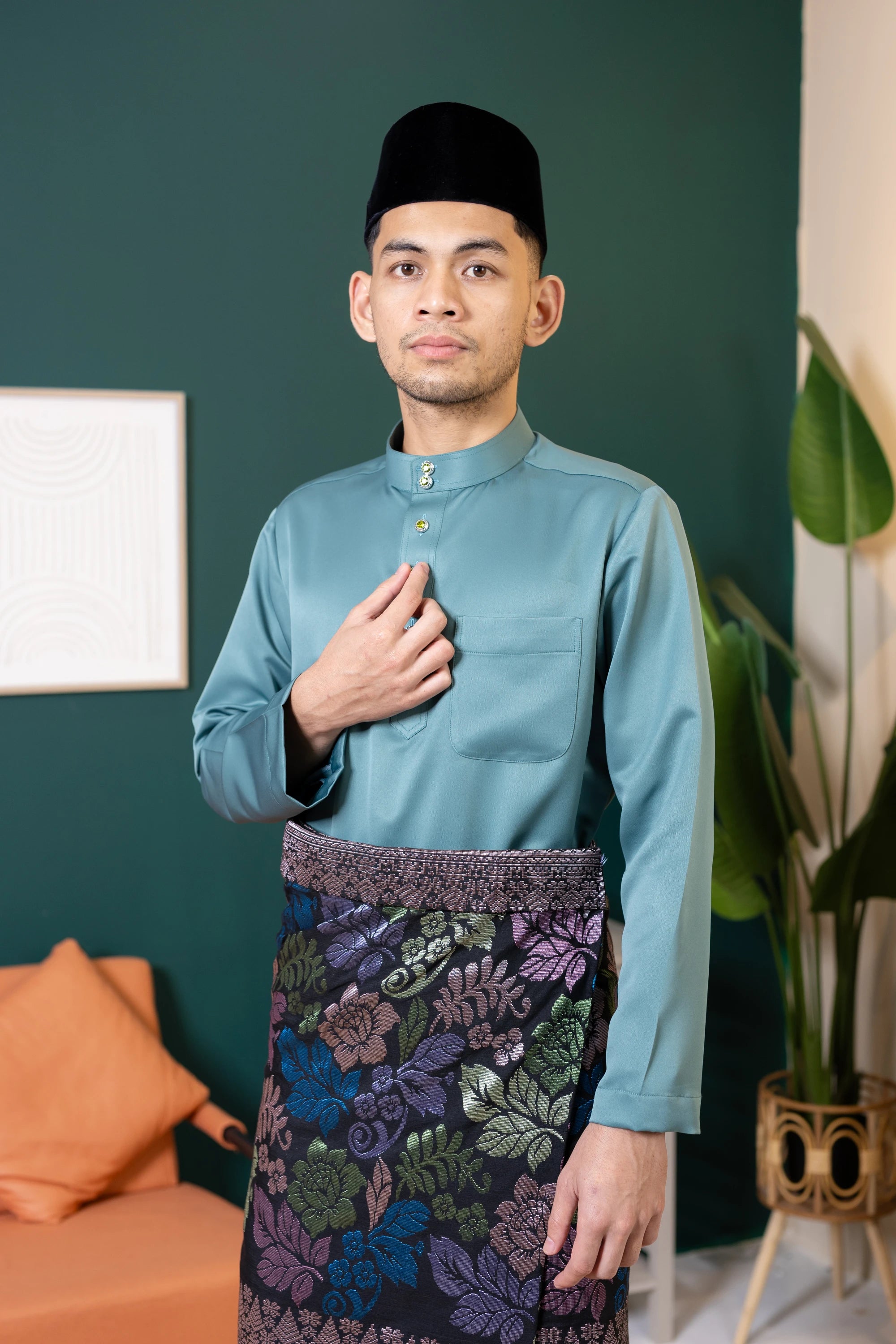 Baju Melayu Tailor Fit - Sage Green