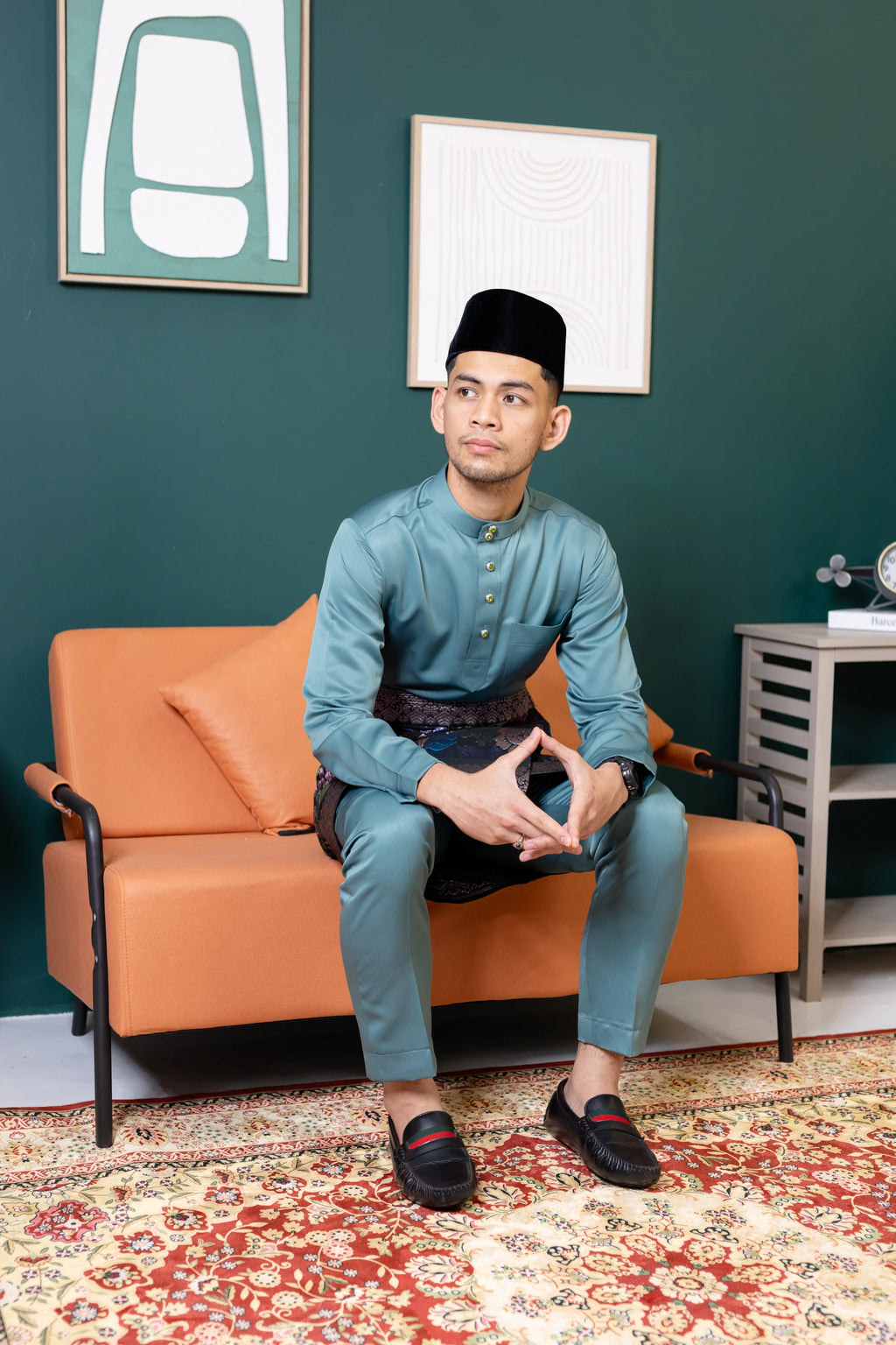 Baju Melayu Tailor Fit - Sage Green