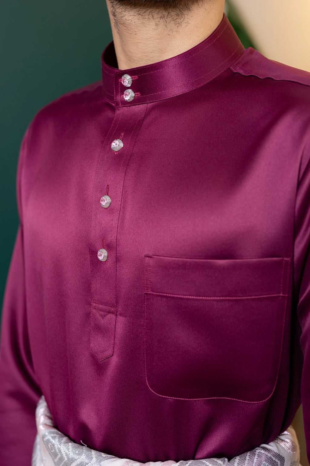 Baju Melayu Tailor Fit - Burgundy