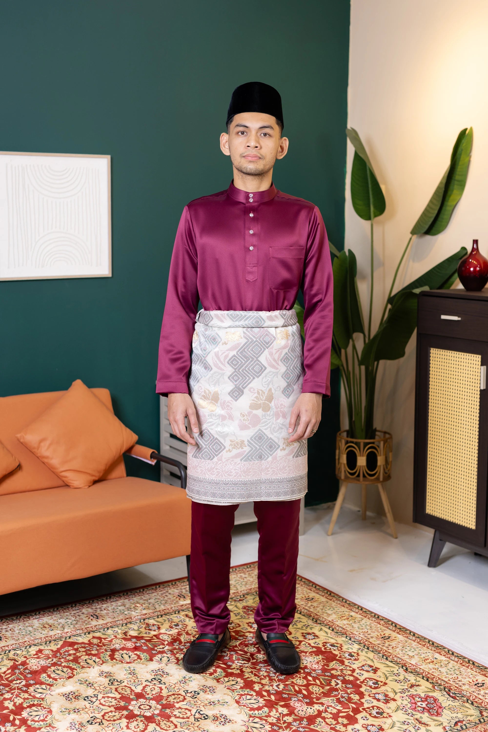 Baju Melayu Tailor Fit - Burgundy