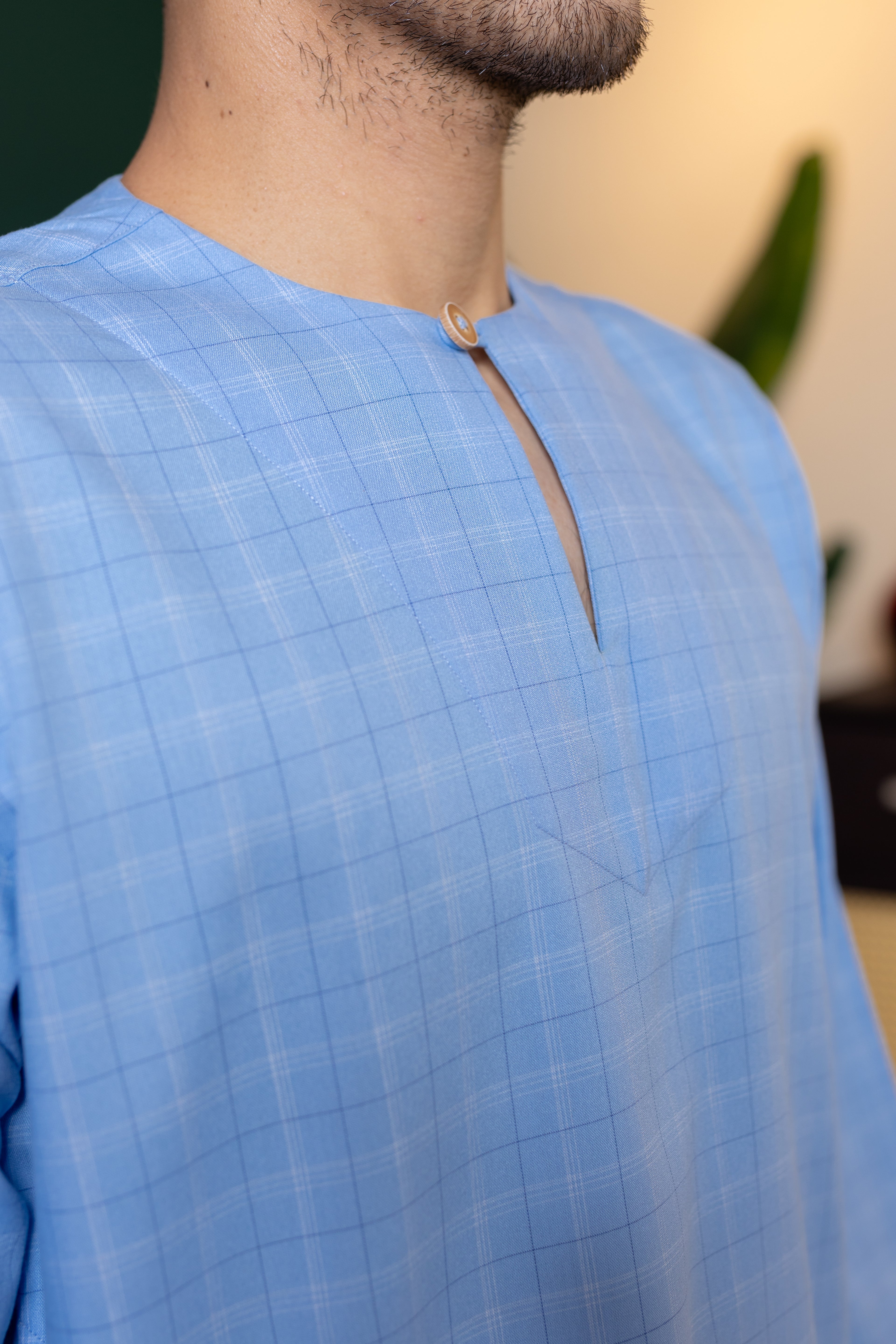 Baya Windowpane Kurta - Light Blue