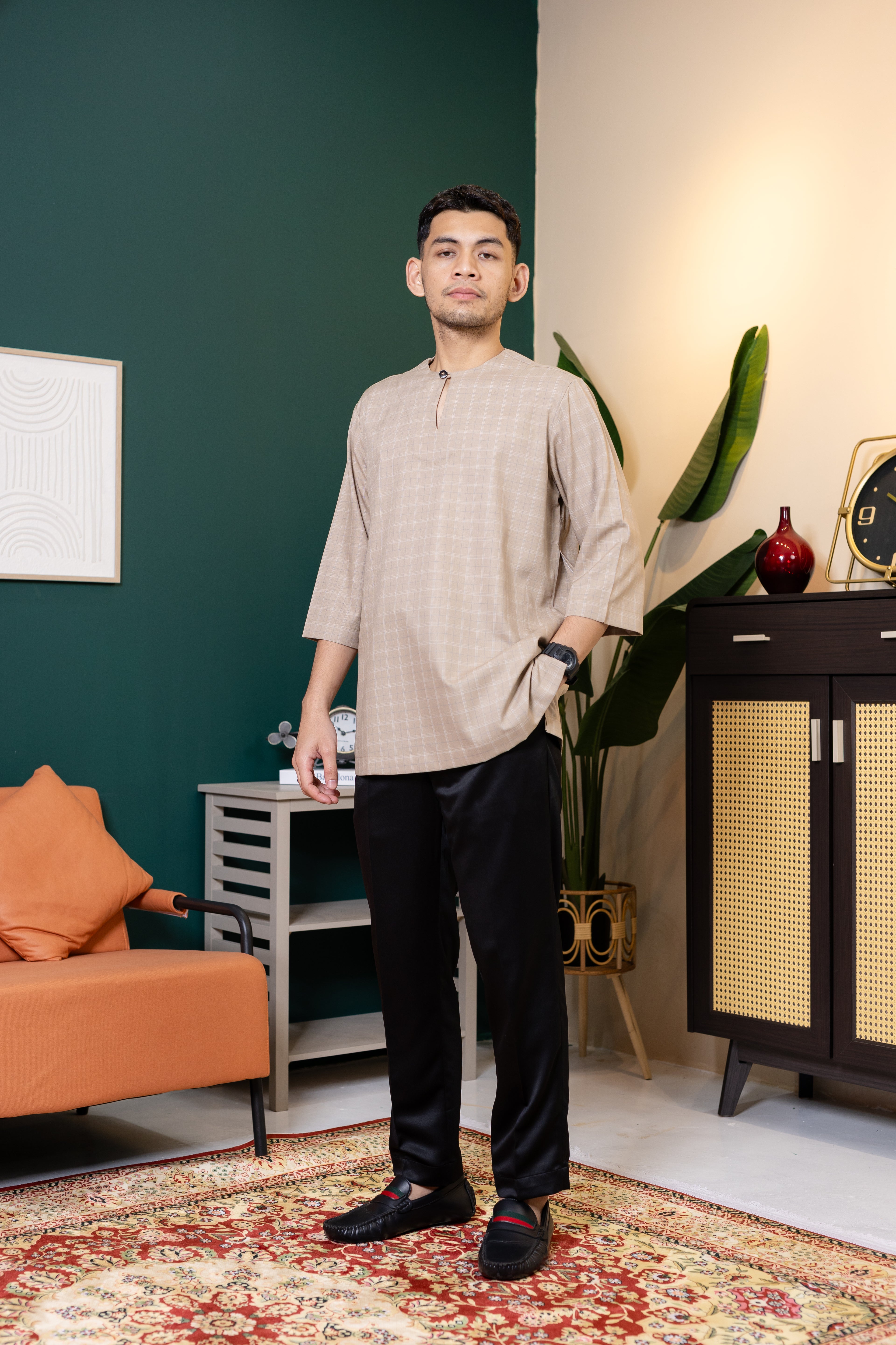 Baya Windowpane Kurta - Beige