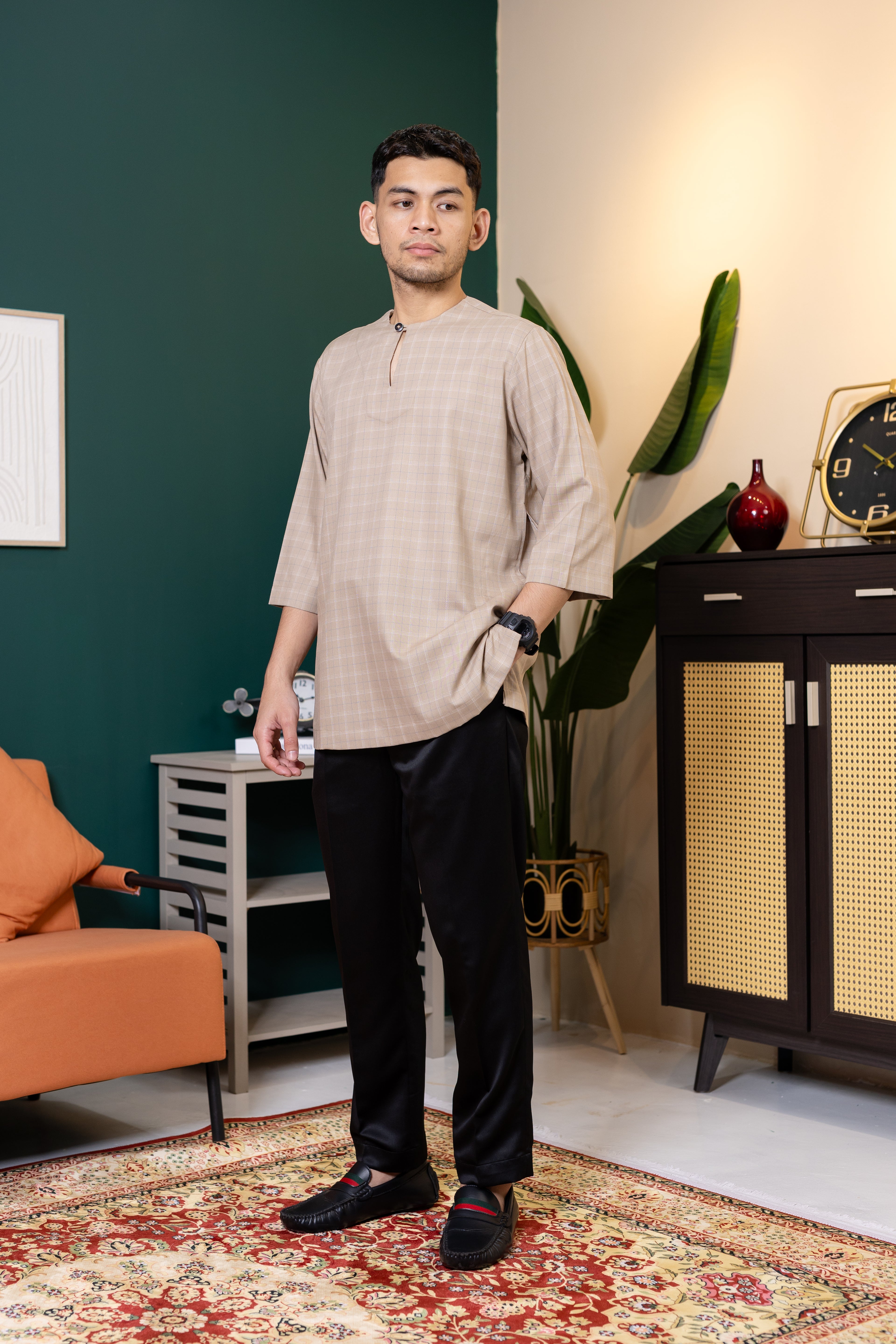 Baya Windowpane Kurta - Beige