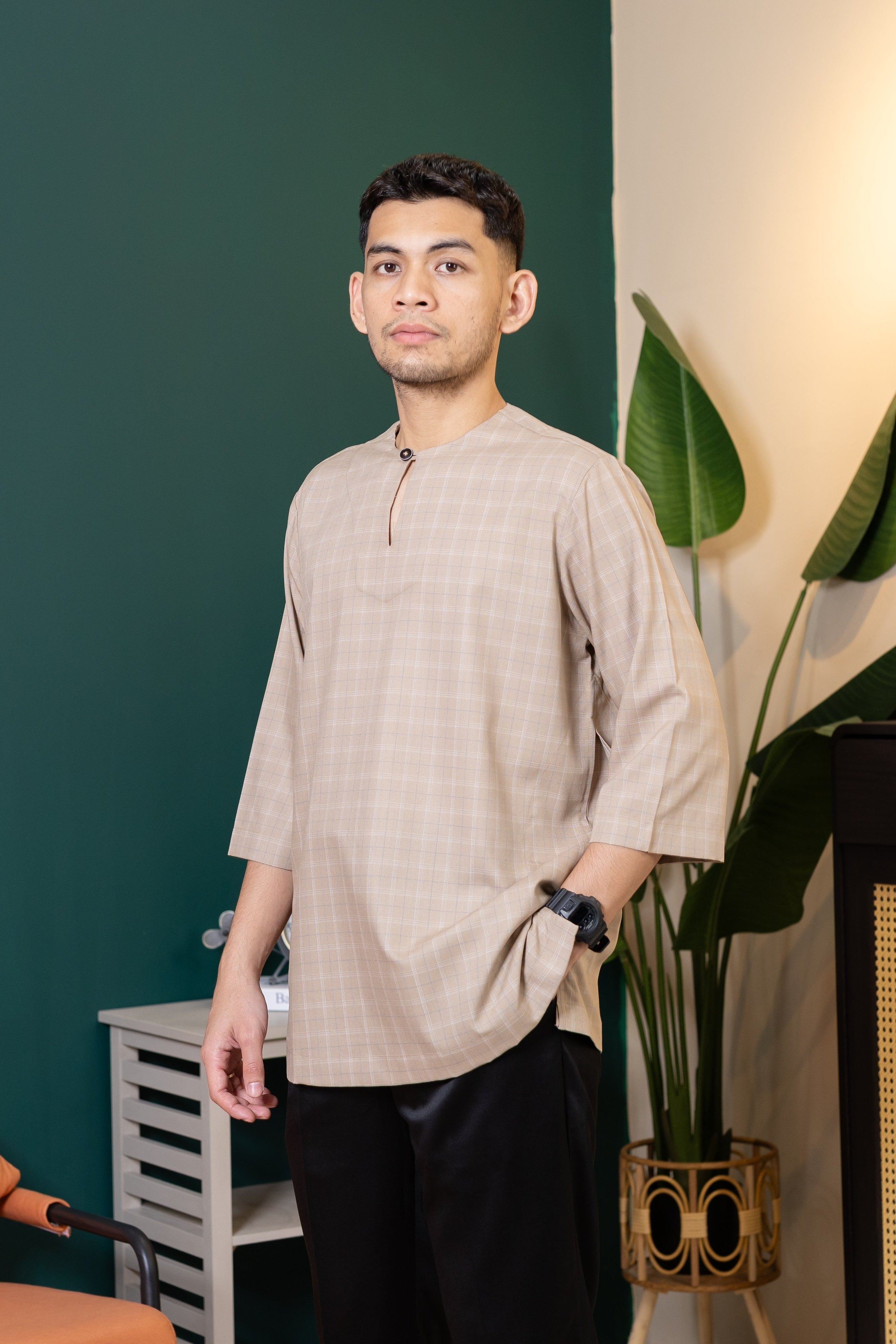 Baya Windowpane Kurta - Beige