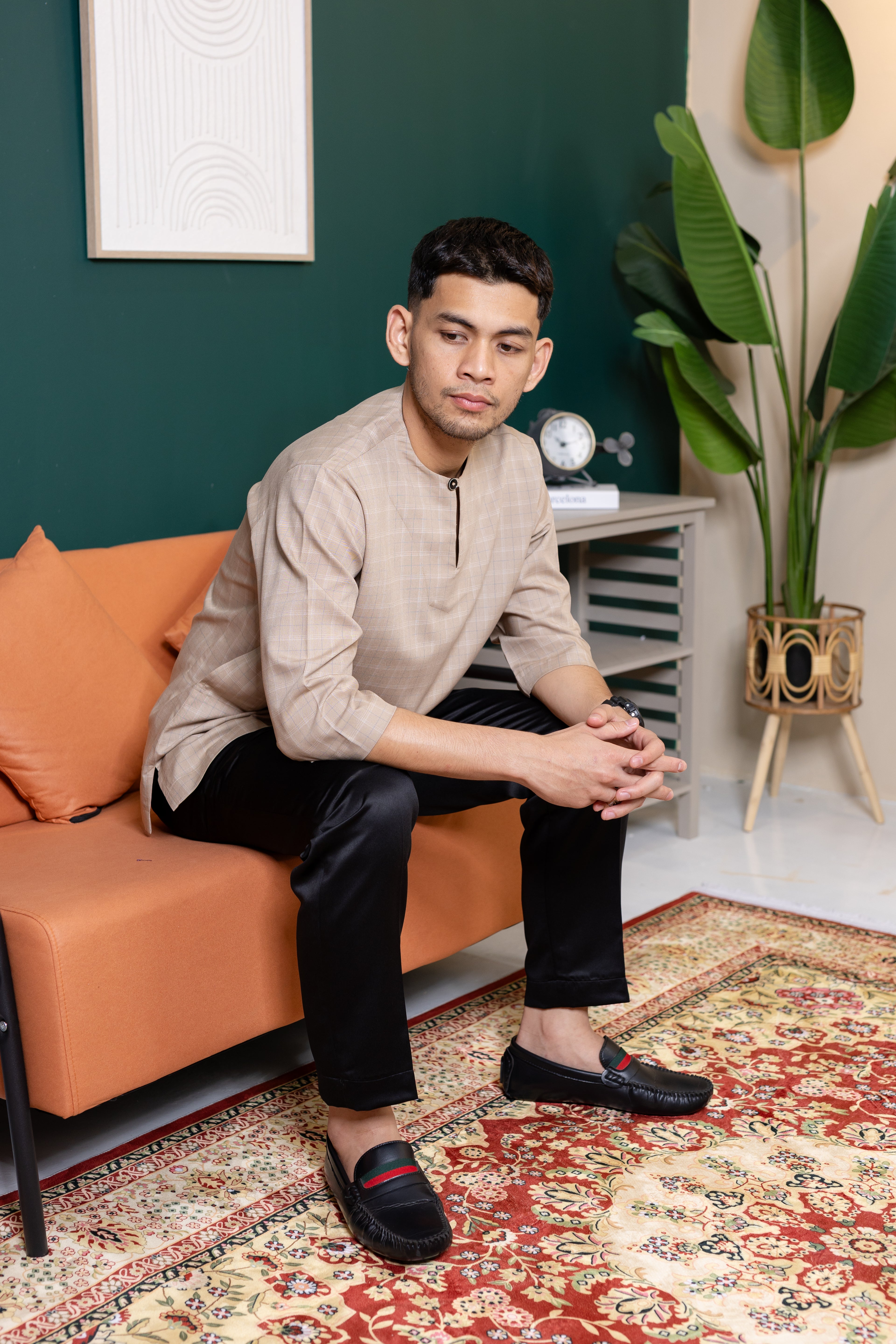 Baya Windowpane Kurta - Beige