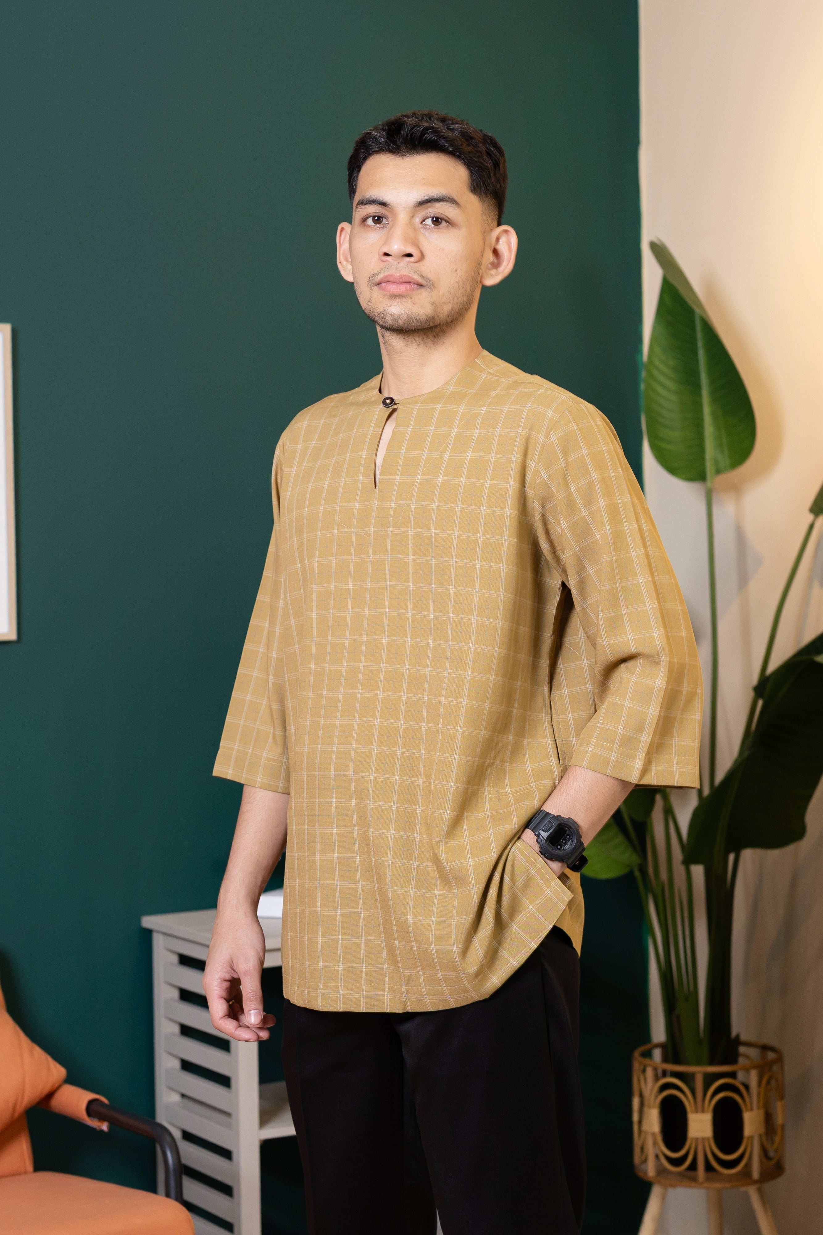 Baya Windowpane Kurta - Gold