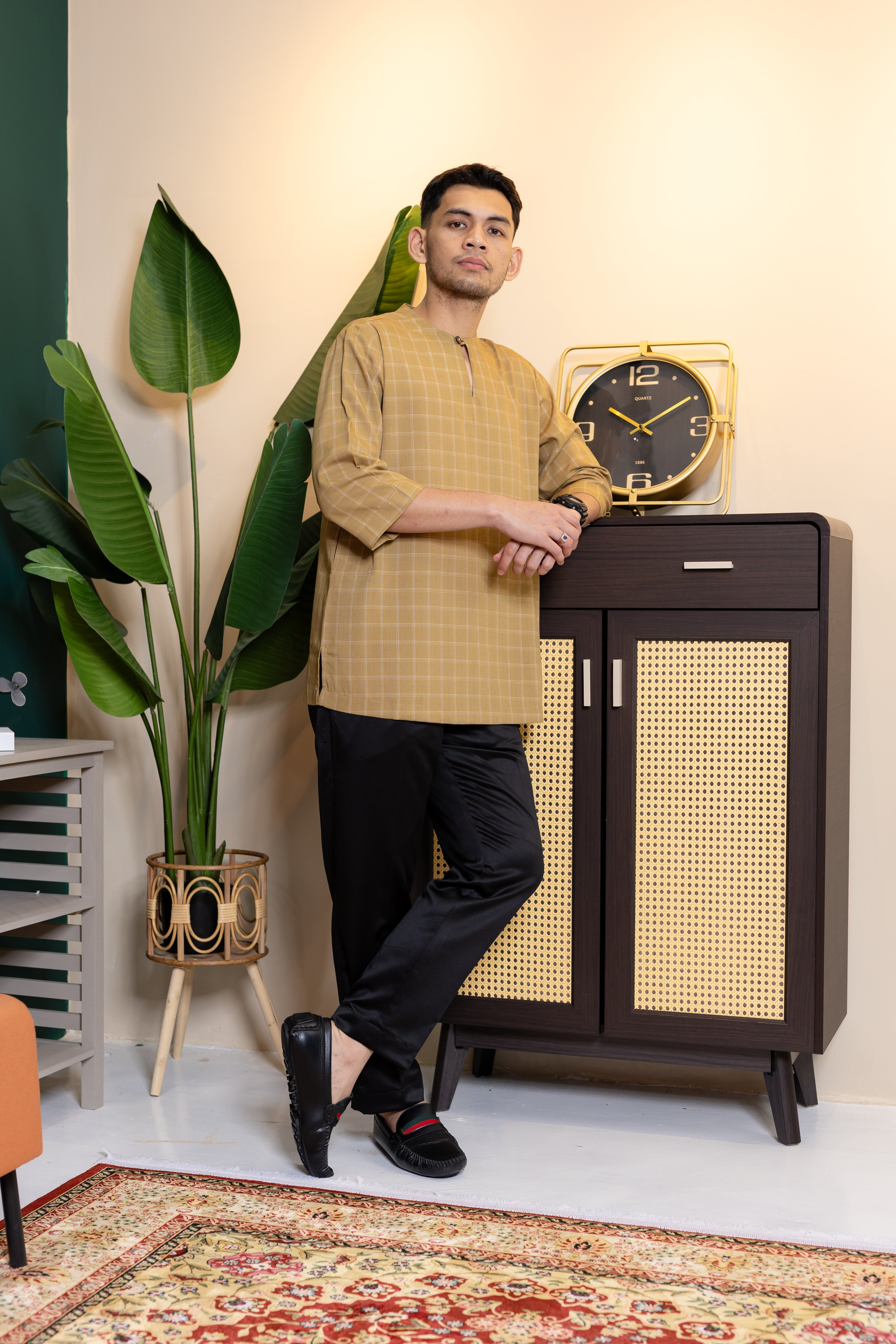 Baya Windowpane Kurta - Gold