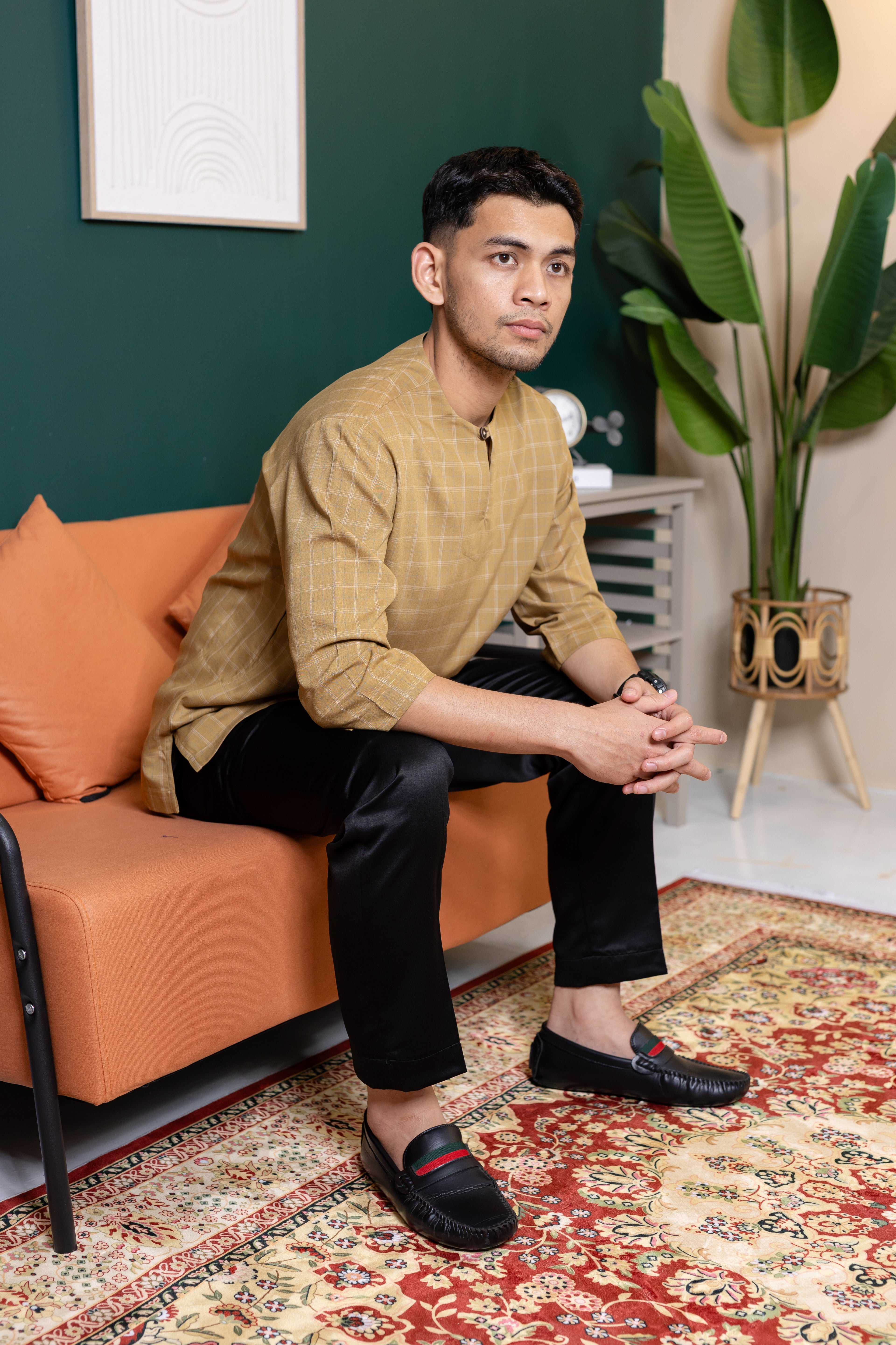 Baya Windowpane Kurta - Gold