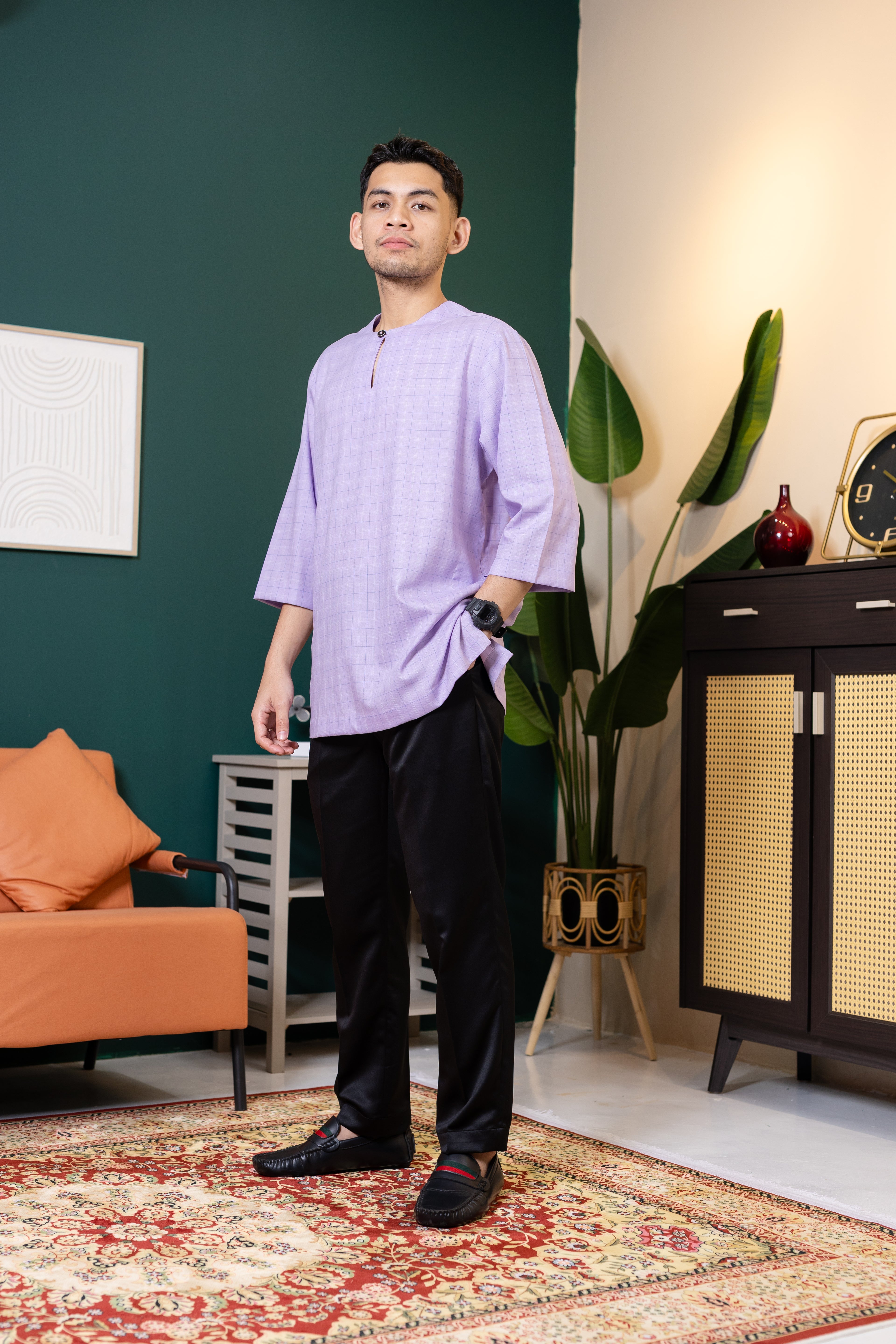 Baya Windowpane Kurta - Lilac