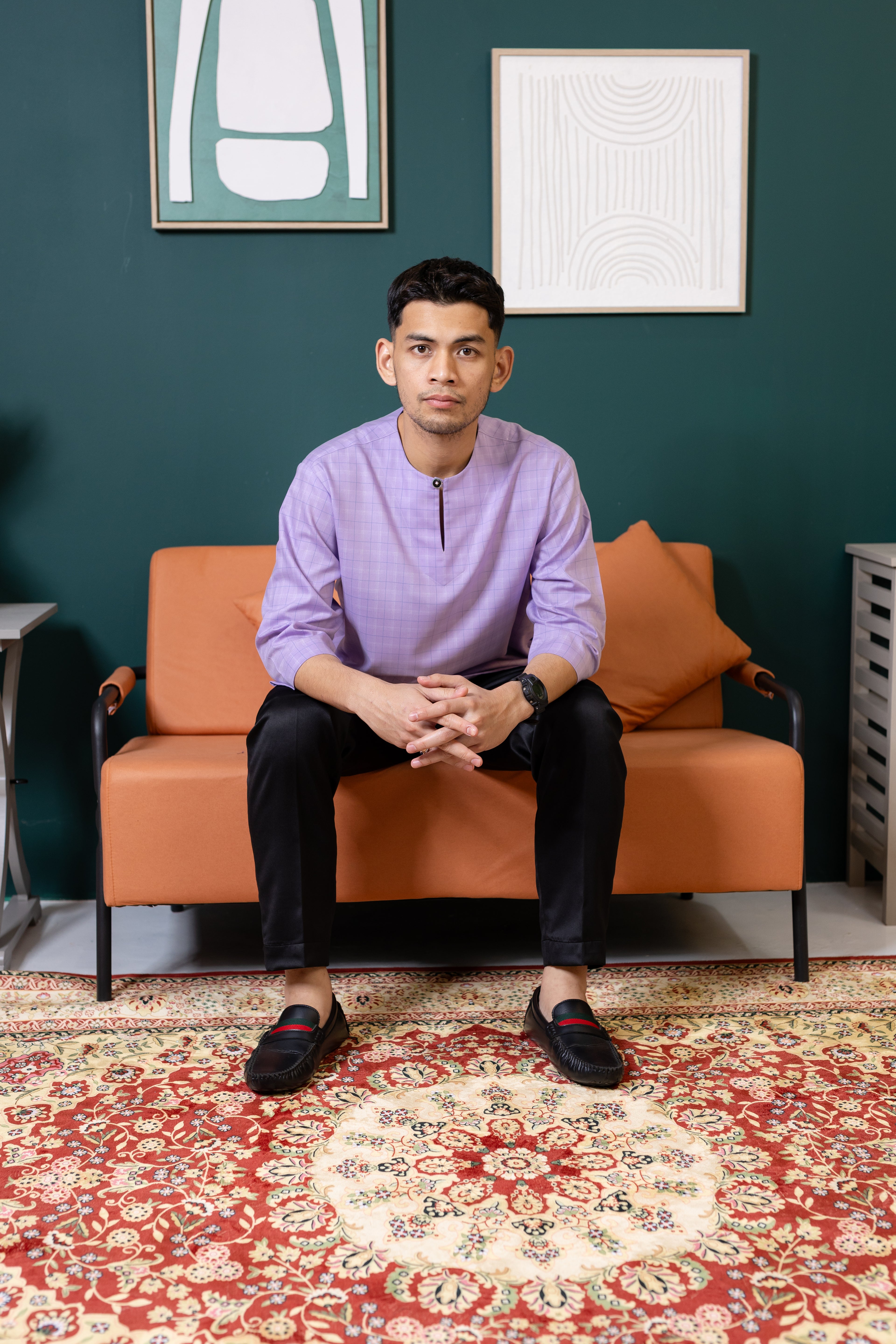 Baya Windowpane Kurta - Lilac