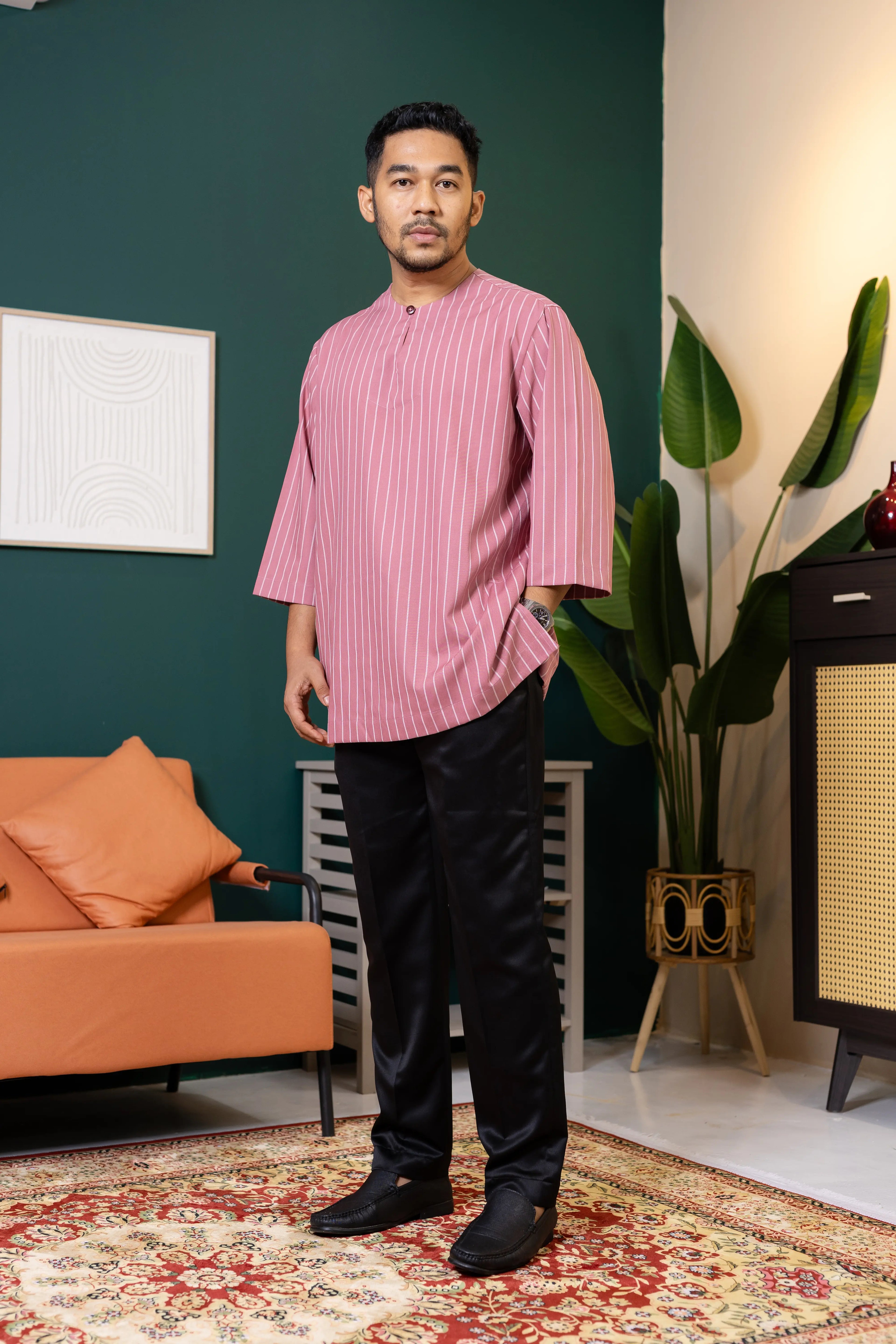 Baya Stripe Kurta - Rose Pink