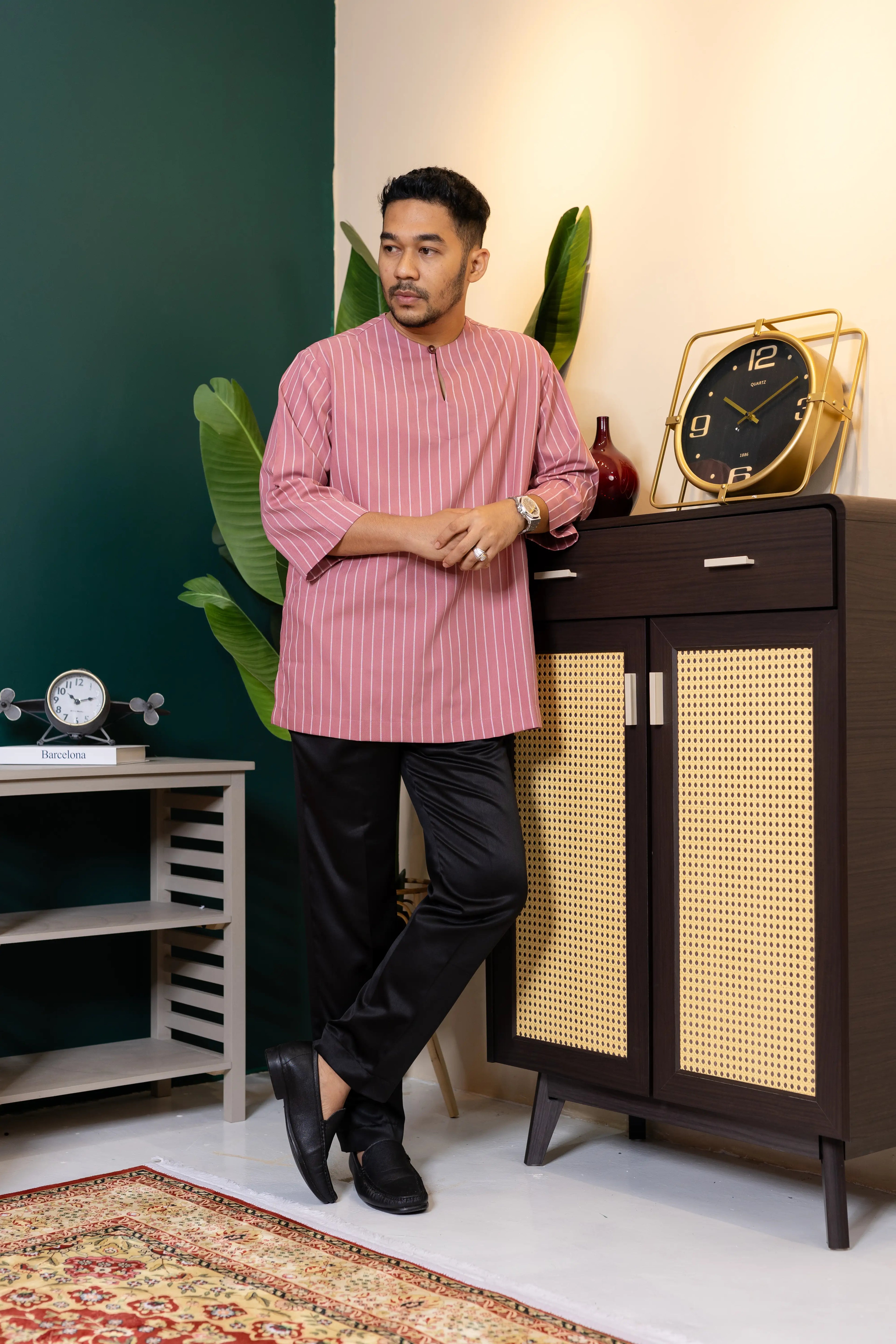 Baya Stripe Kurta - Rose Pink