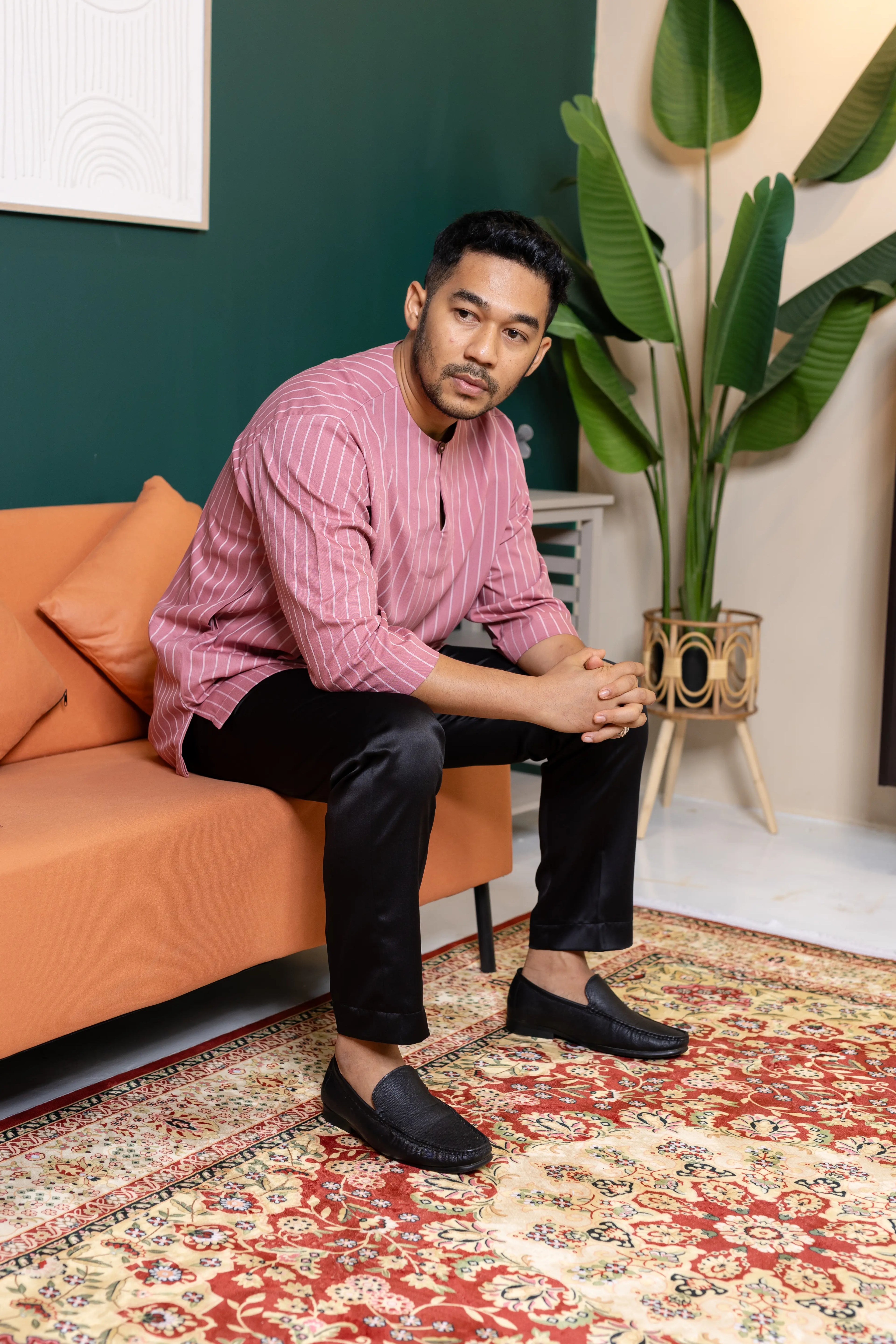 Baya Stripe Kurta - Rose Pink