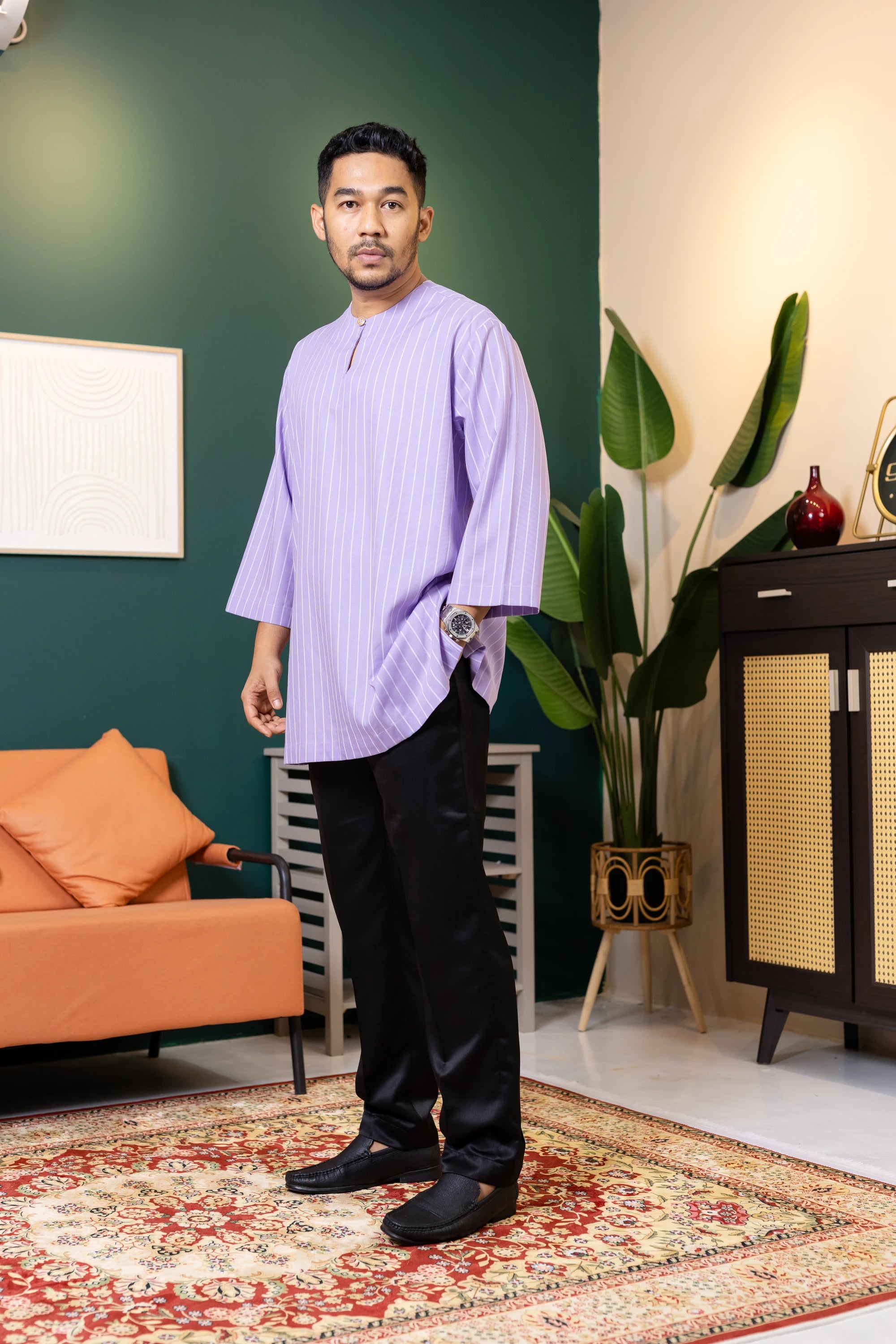 Baya Stripe Kurta - Lilac