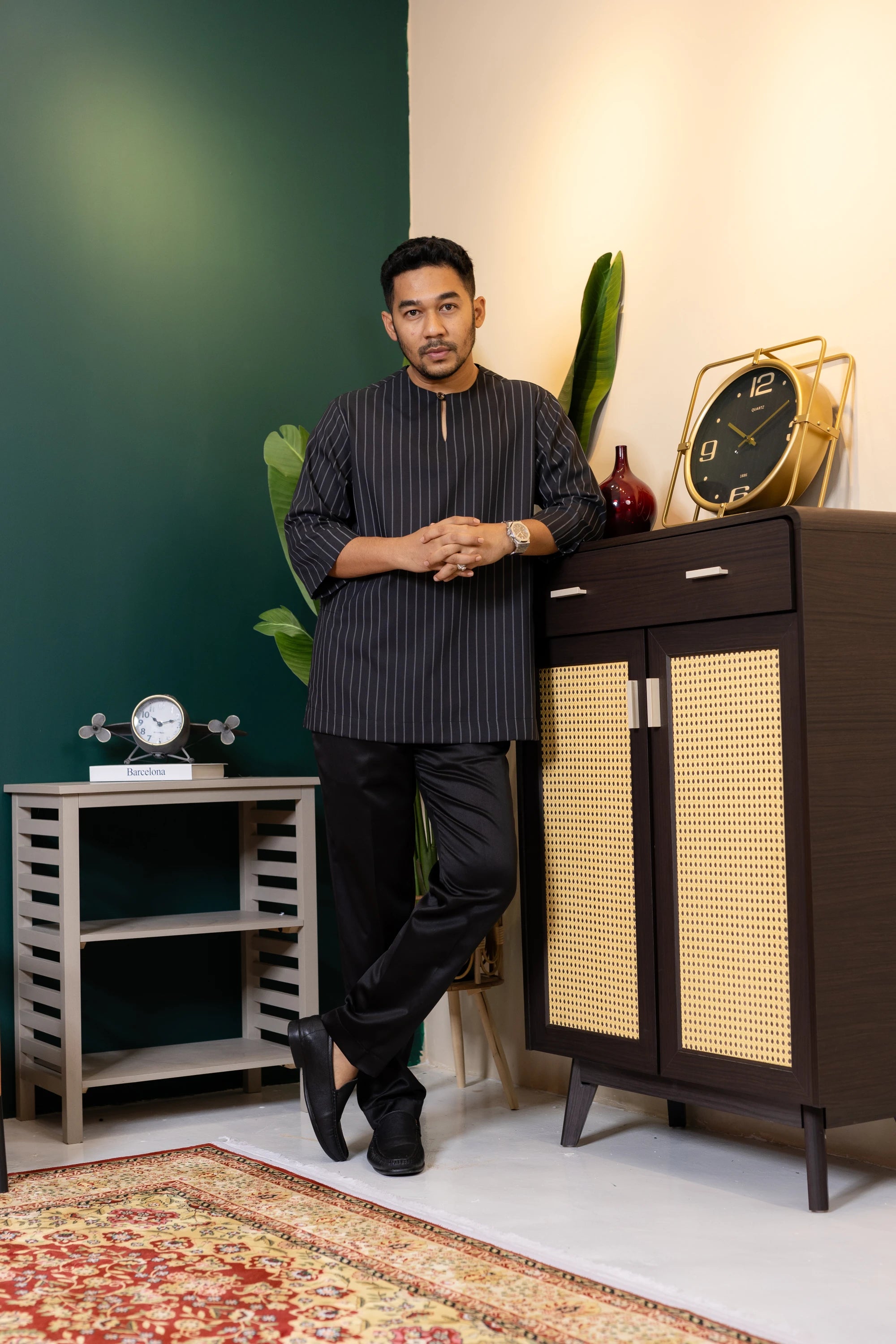 Baya Stripe Kurta - Black