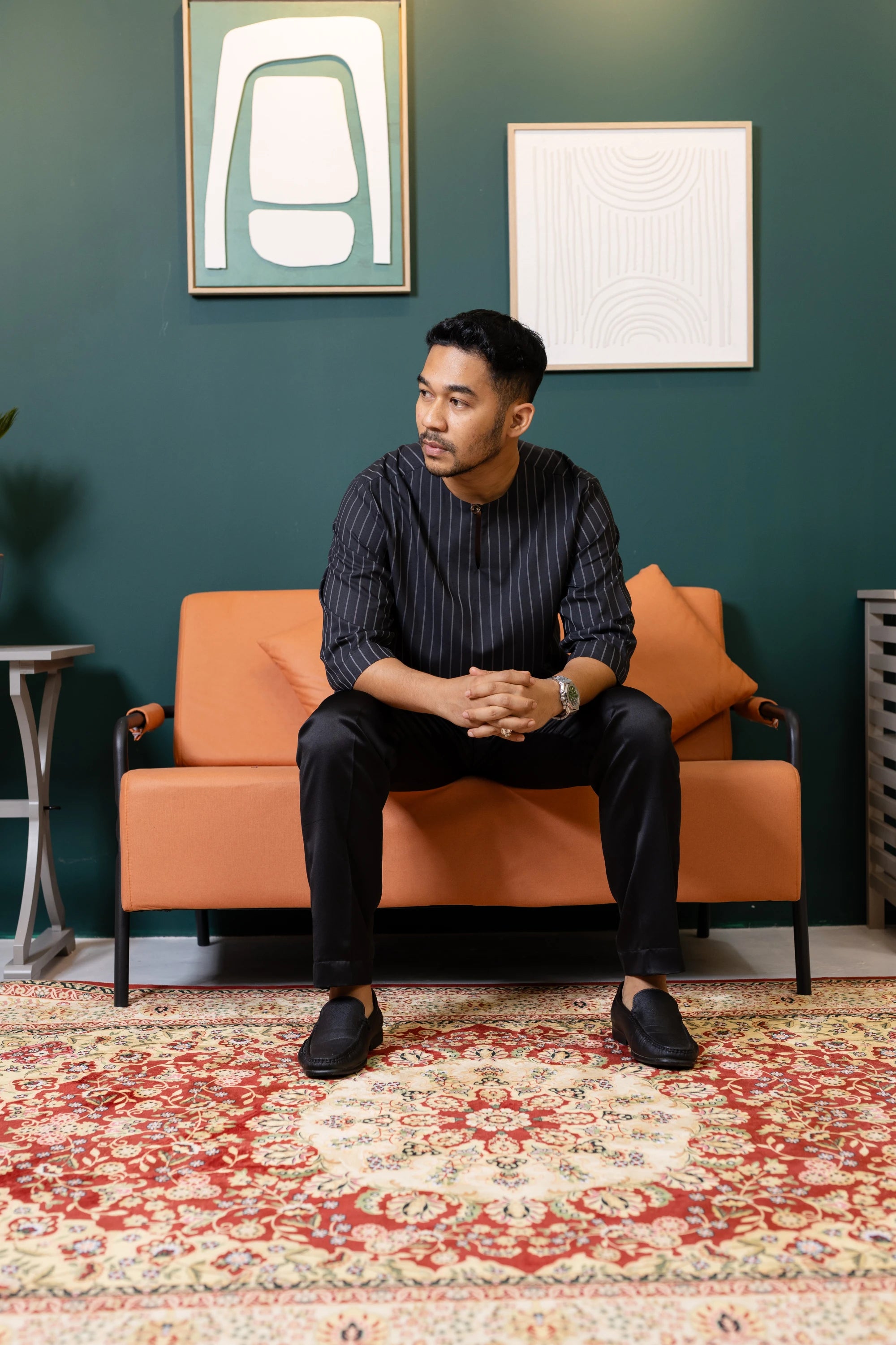 Baya Stripe Kurta - Black