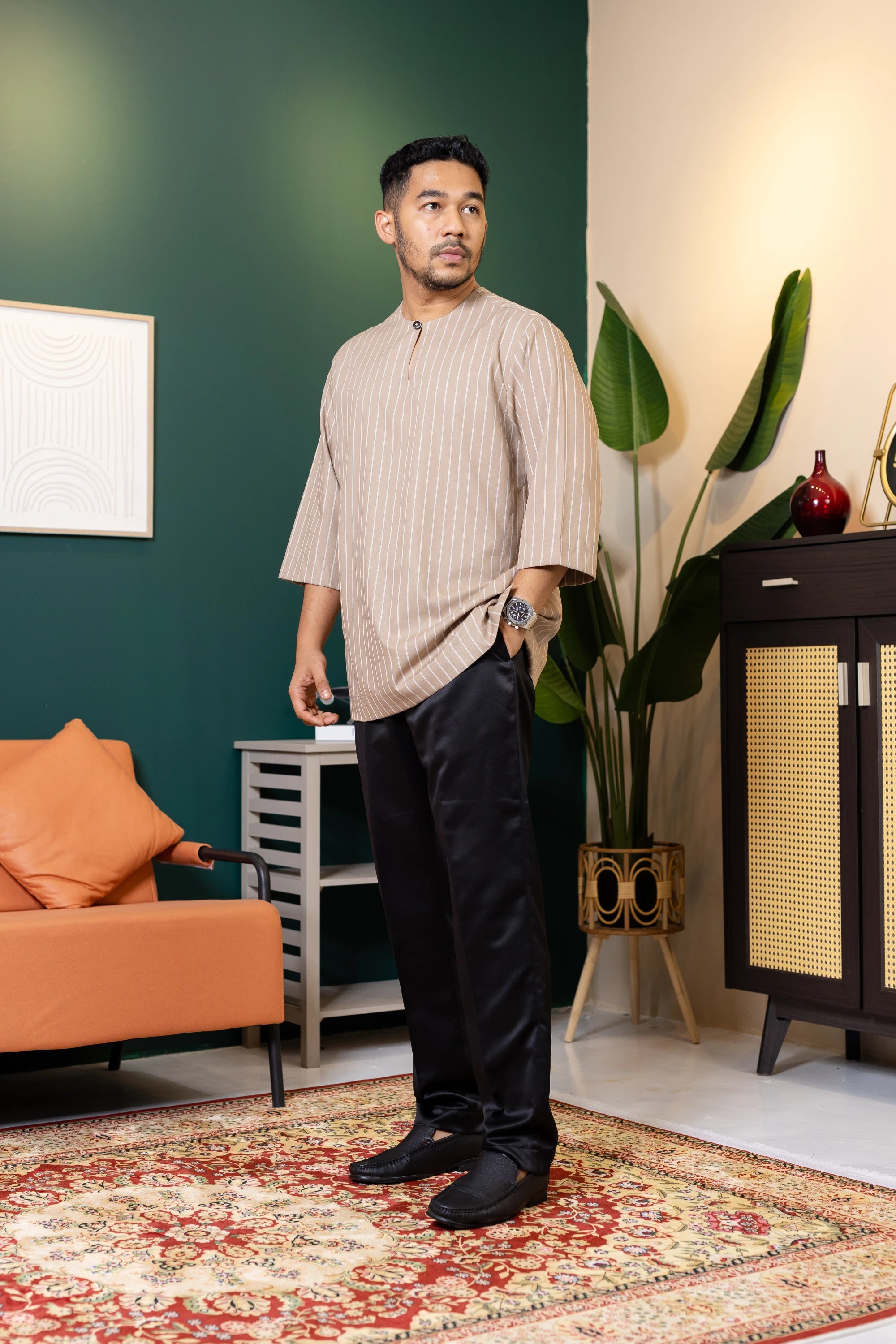 Baya Stripe Kurta - Beige