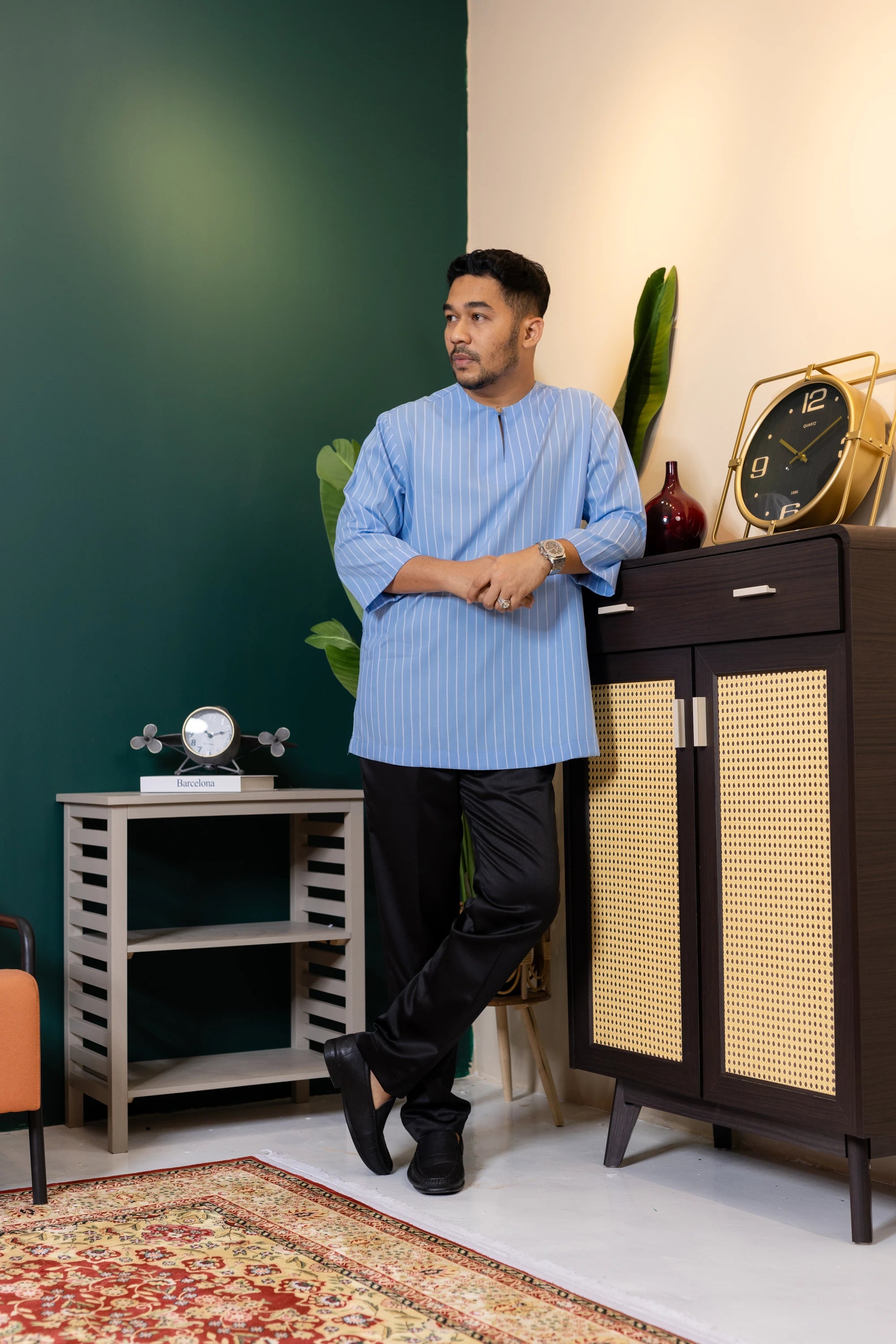 Baya Stripe Kurta - Light Blue