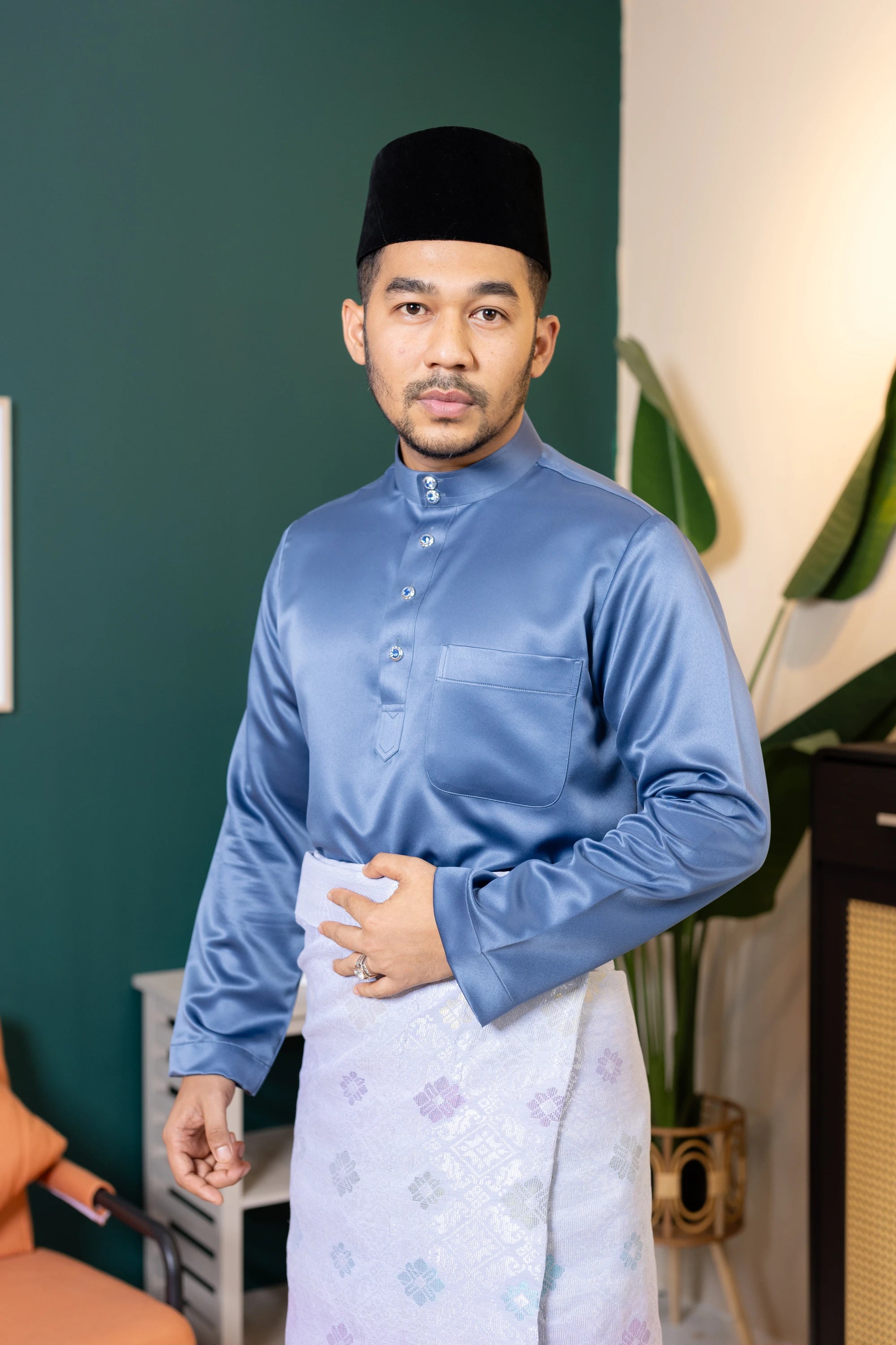 Baju Melayu Tailor Fit - Ash Blue
