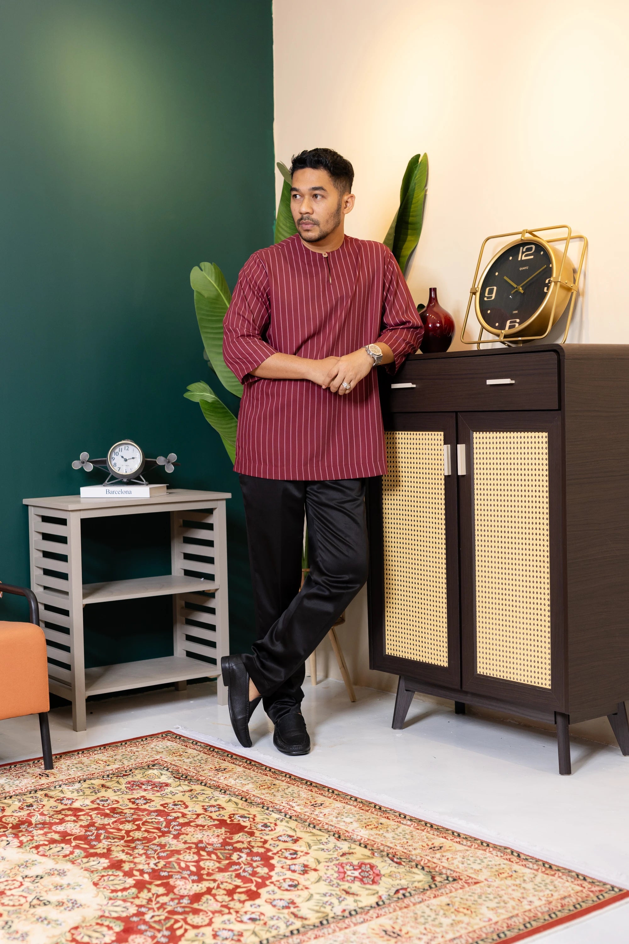 Baya Stripe Kurta - Maroon
