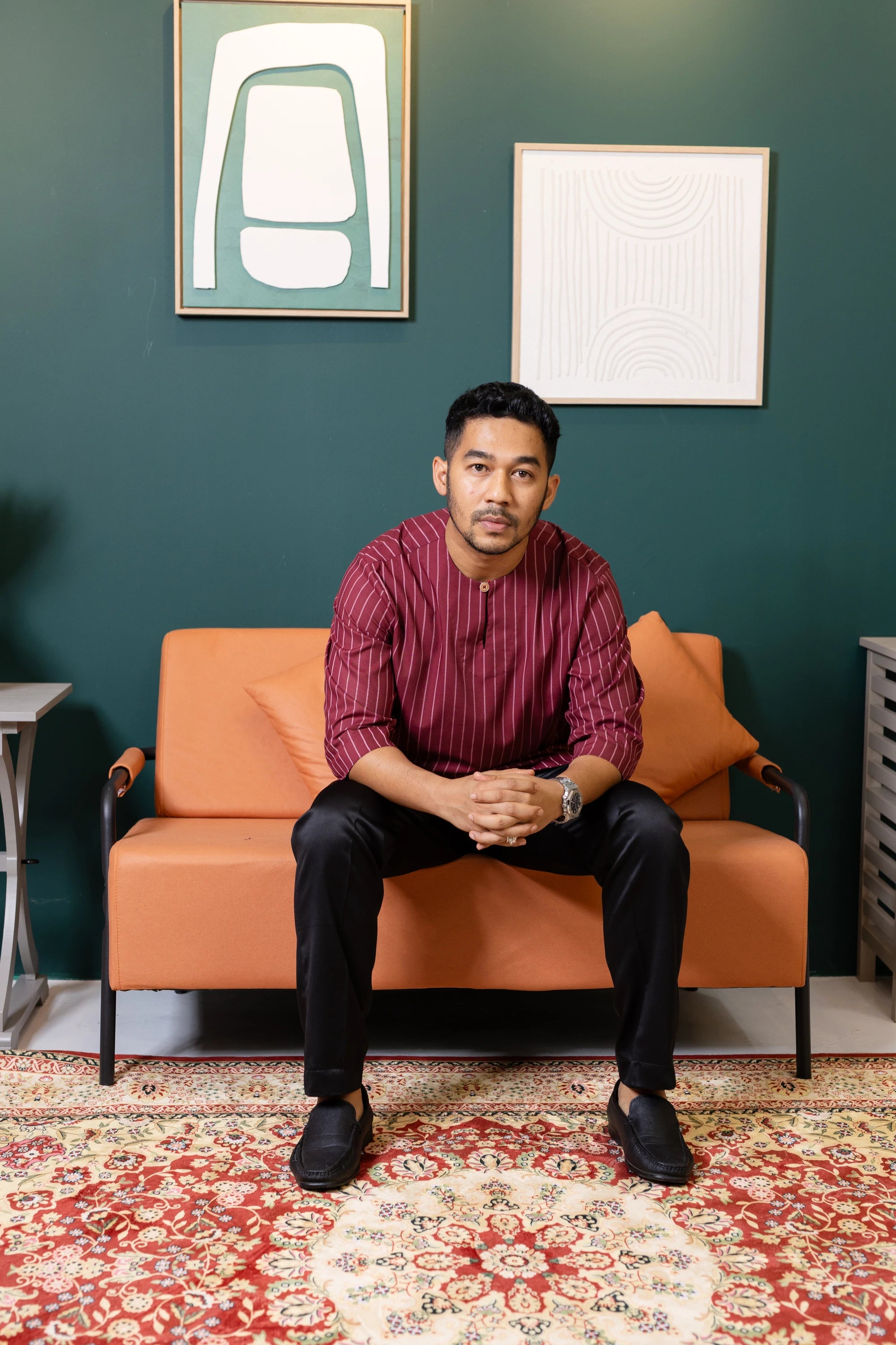 Baya Stripe Kurta - Maroon