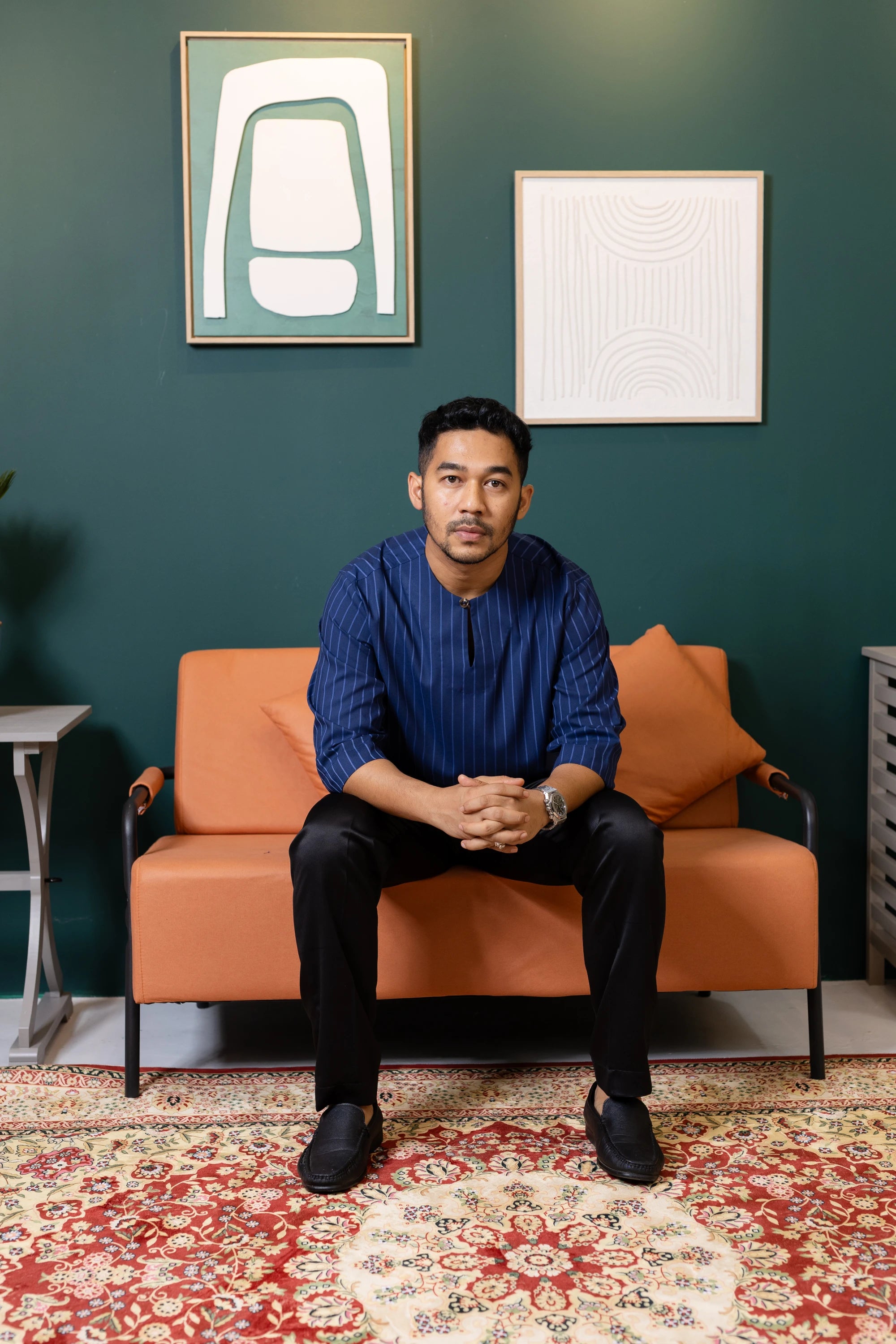 Baya Stripe Kurta - Navy Blue