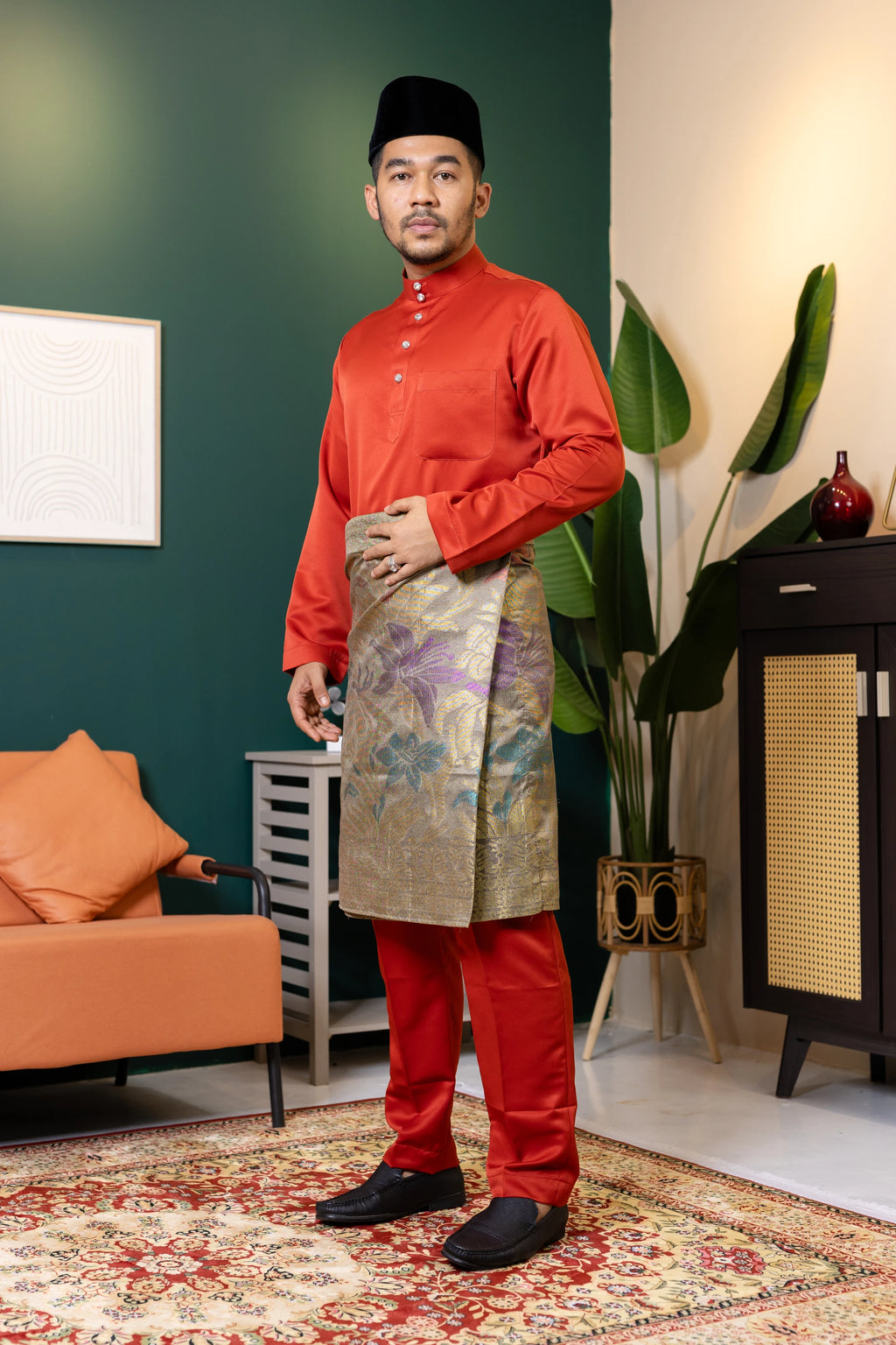 Baju Melayu Tailor Fit - Brick Orange