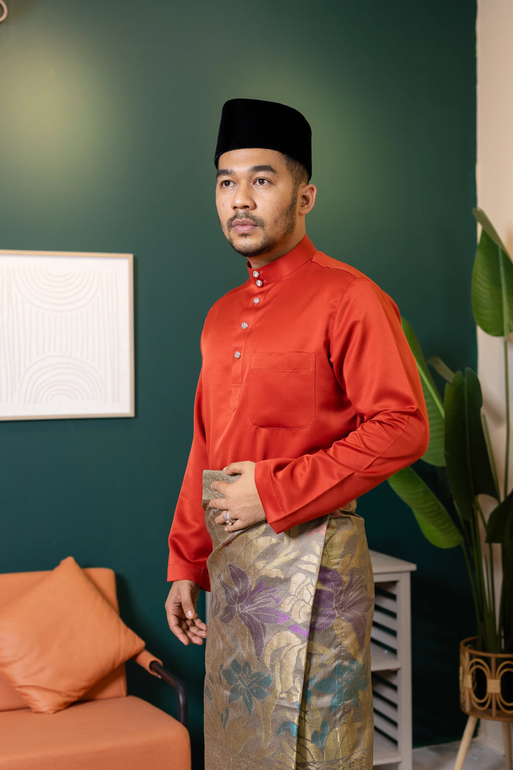 Baju Melayu Tailor Fit - Brick Orange