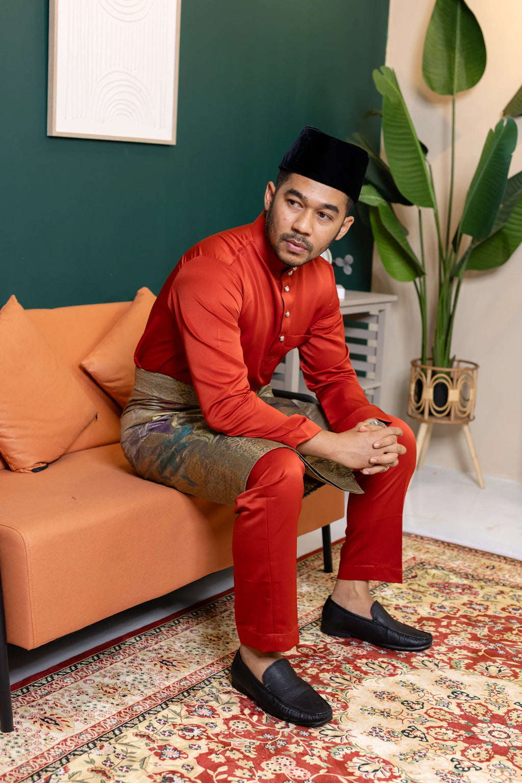 Baju Melayu Tailor Fit - Brick Orange