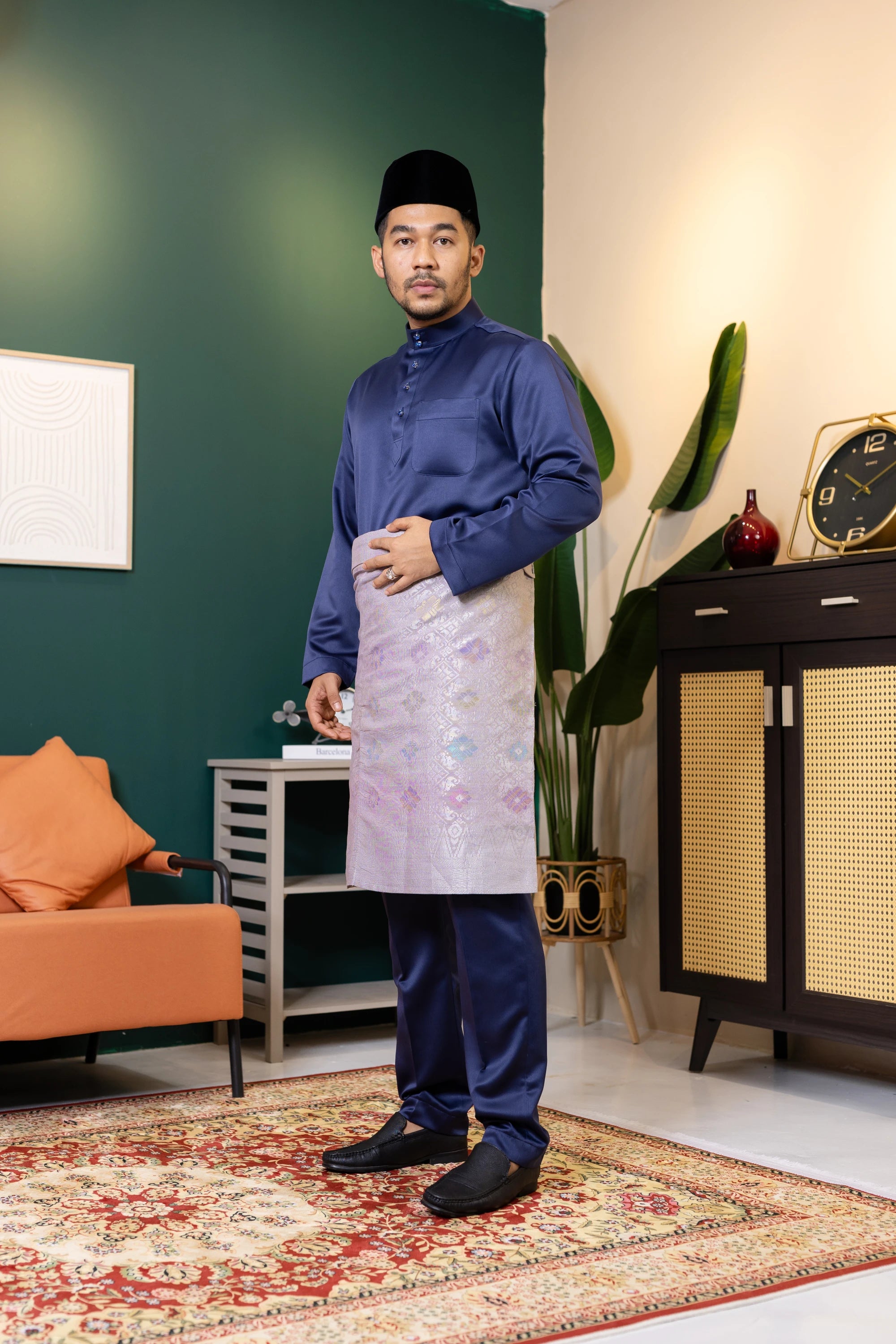 Baju Melayu Tailor Fit - Navy Blue