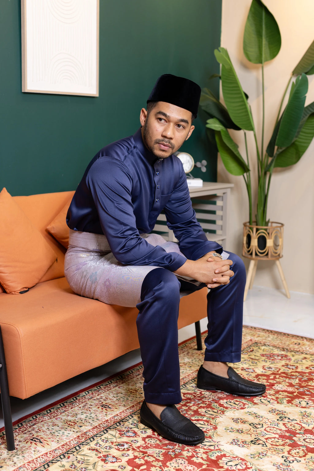 Baju Melayu Tailor Fit - Navy Blue