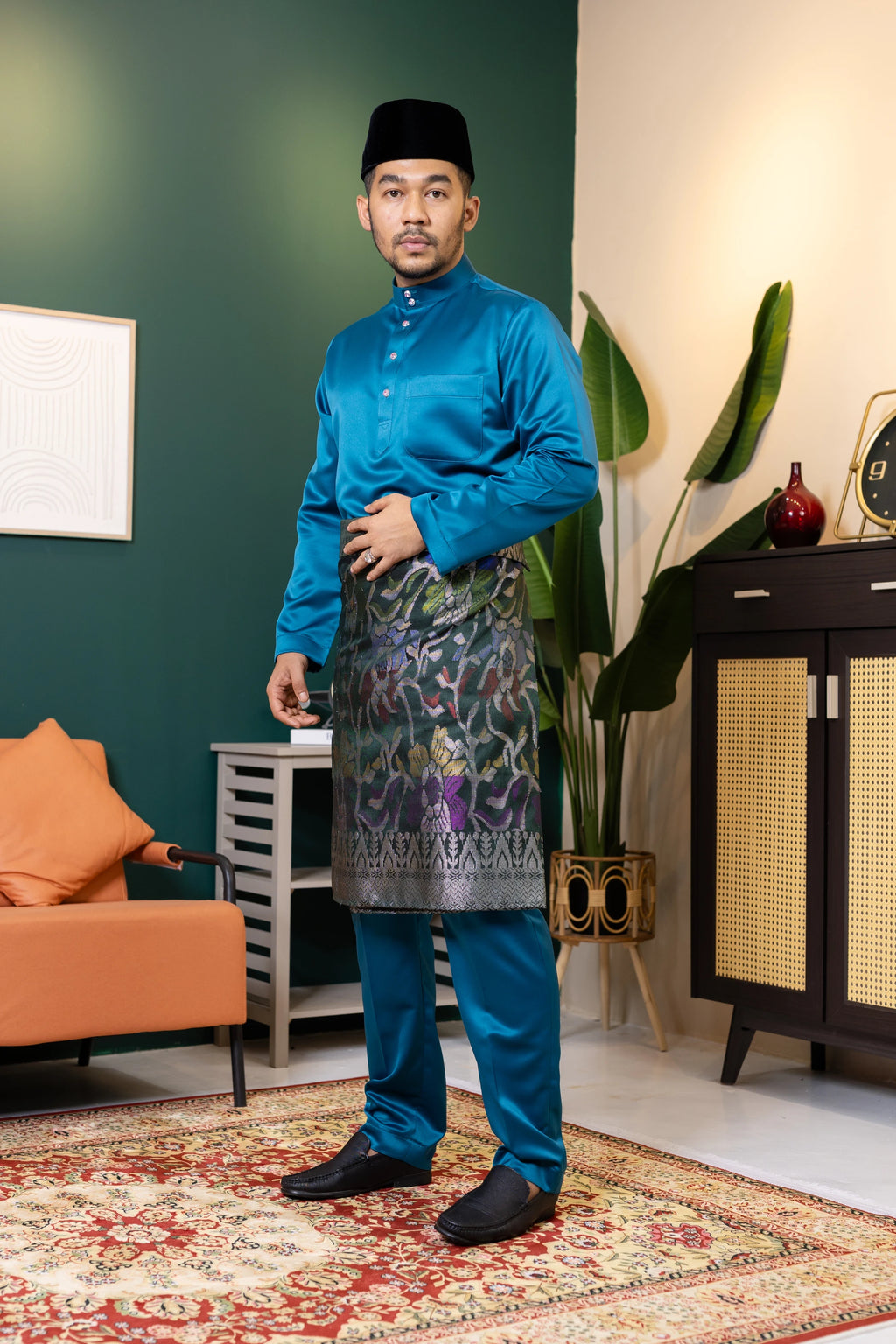 Baju Melayu Tailor Fit - Teal Blue