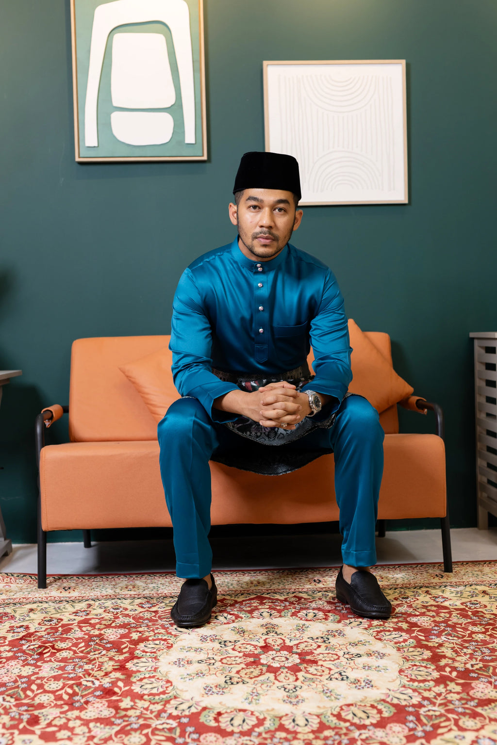 Baju Melayu Tailor Fit - Teal Blue