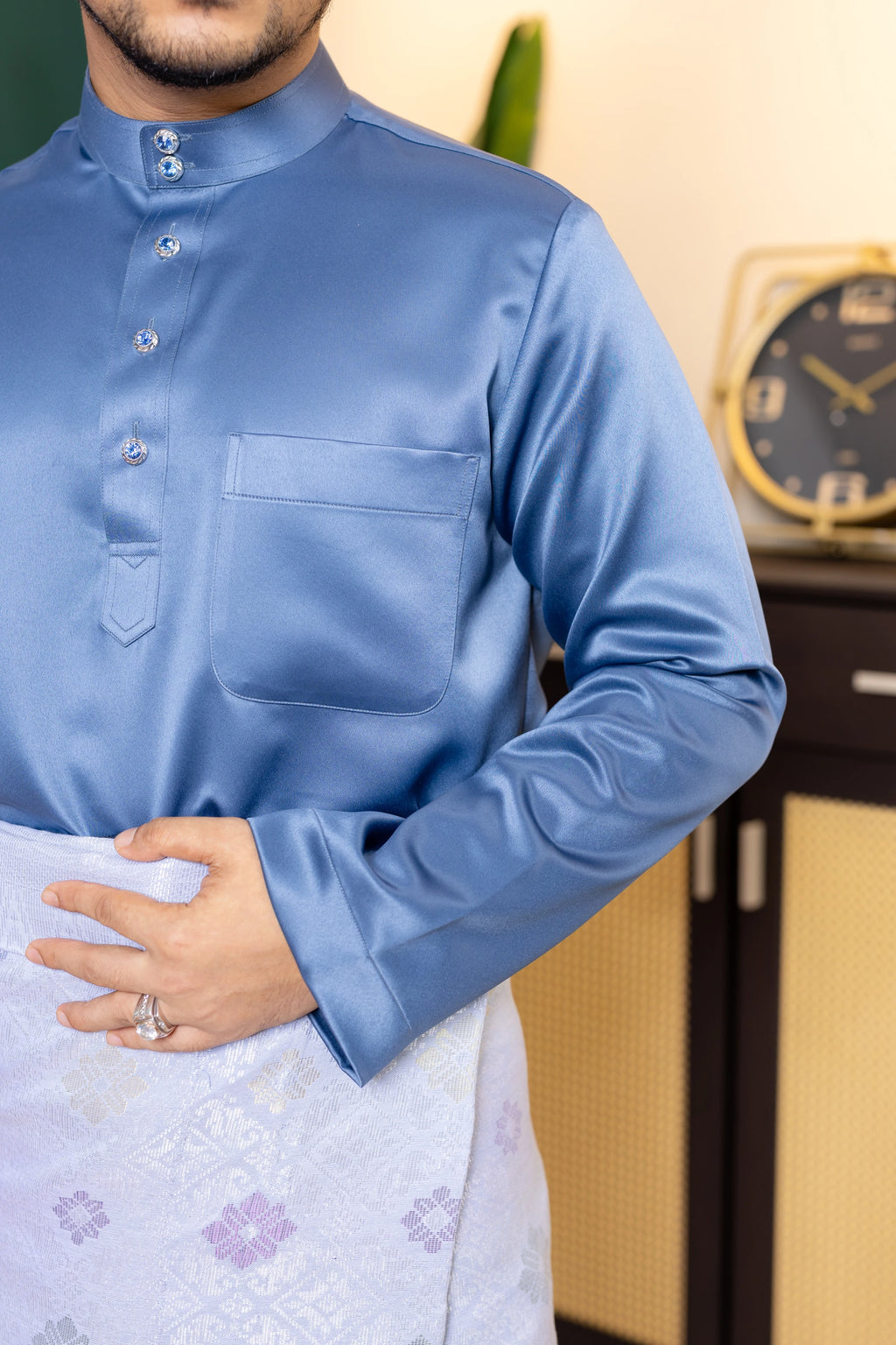 Baju Melayu Tailor Fit - Ash Blue